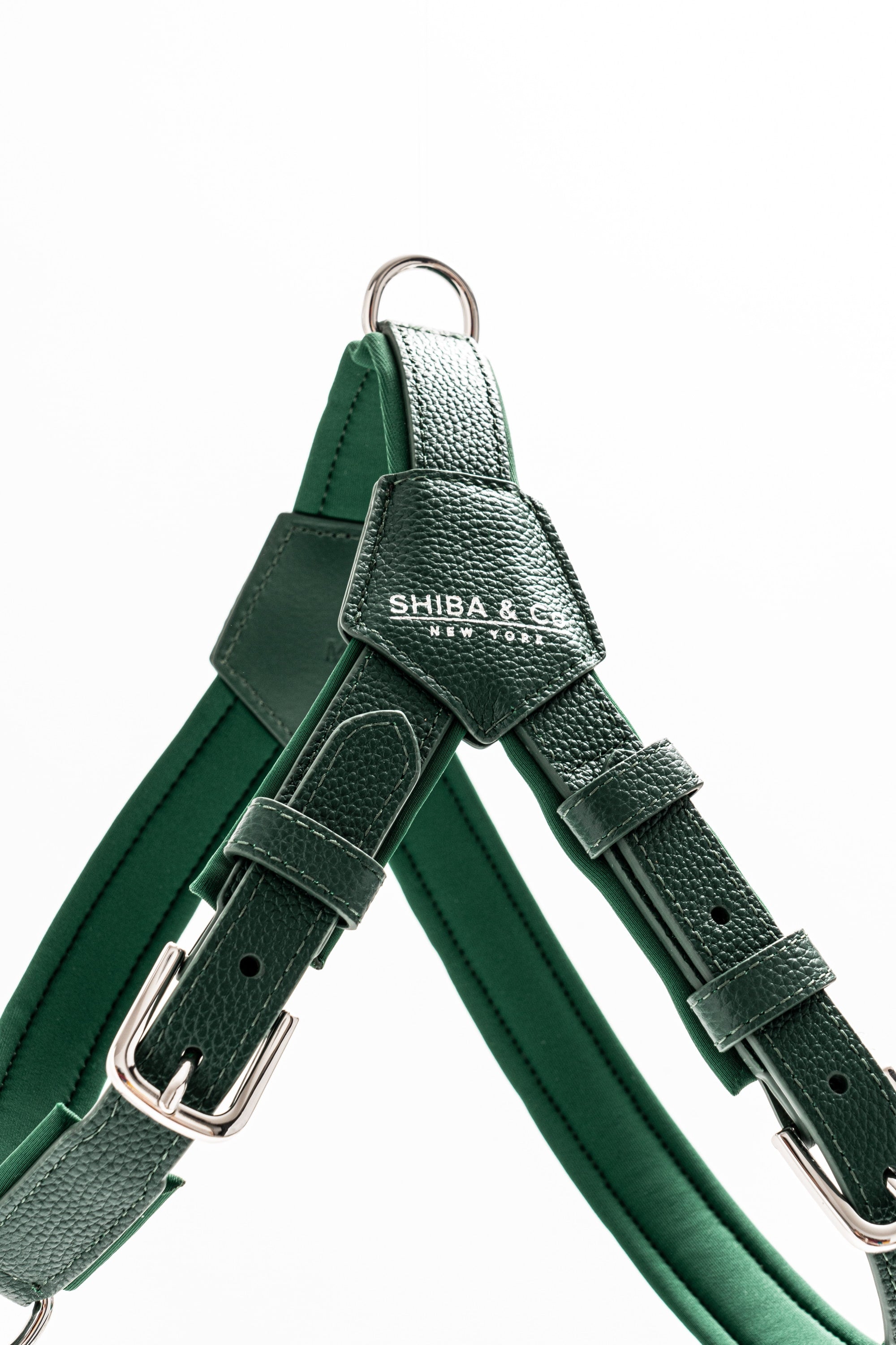 Milano Dog Harness in Italian Leather Forest Green SHIBA CO