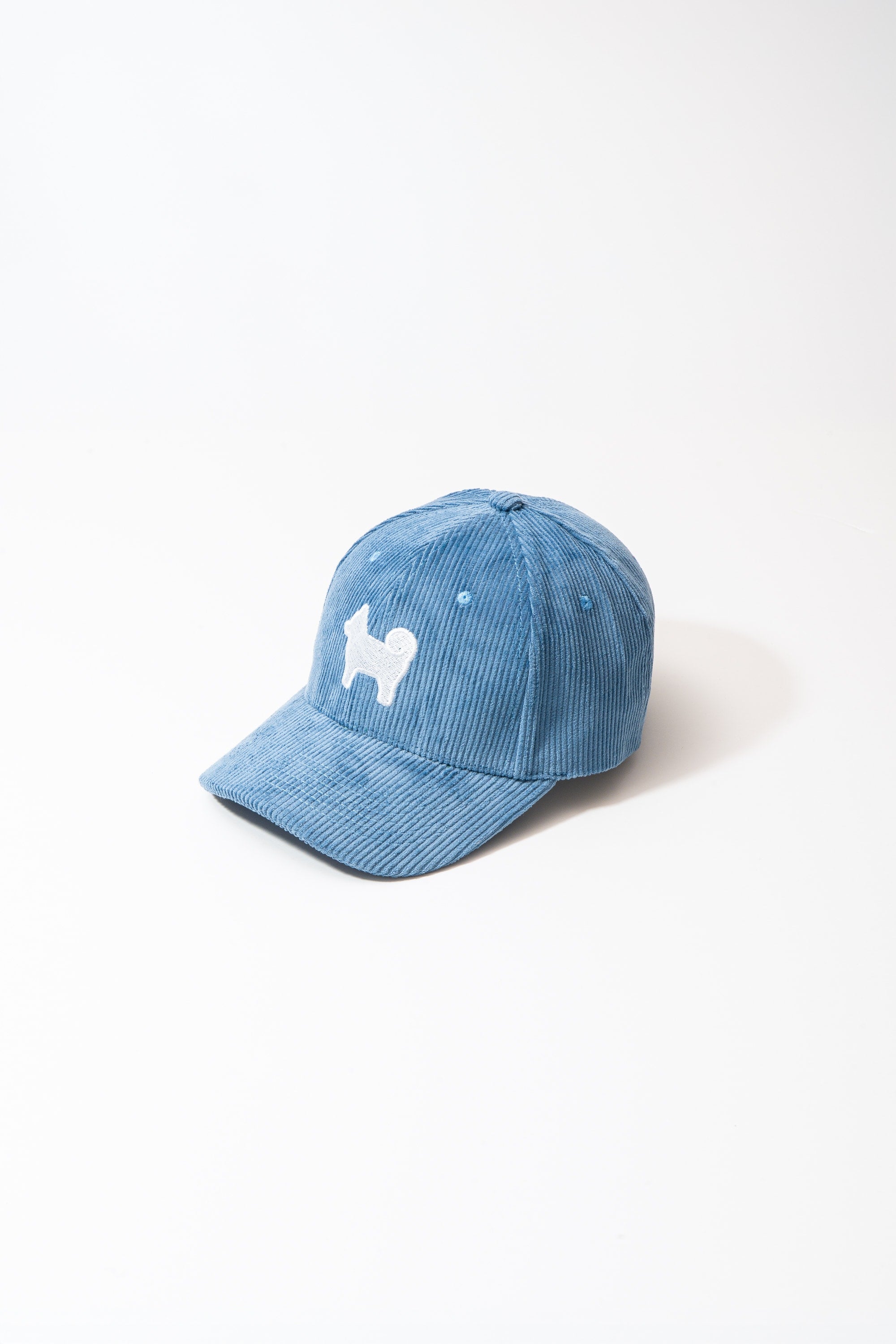 Shiba Inu Dog Embroidered Corduroy Baseball Cap - Mediterranean Blue