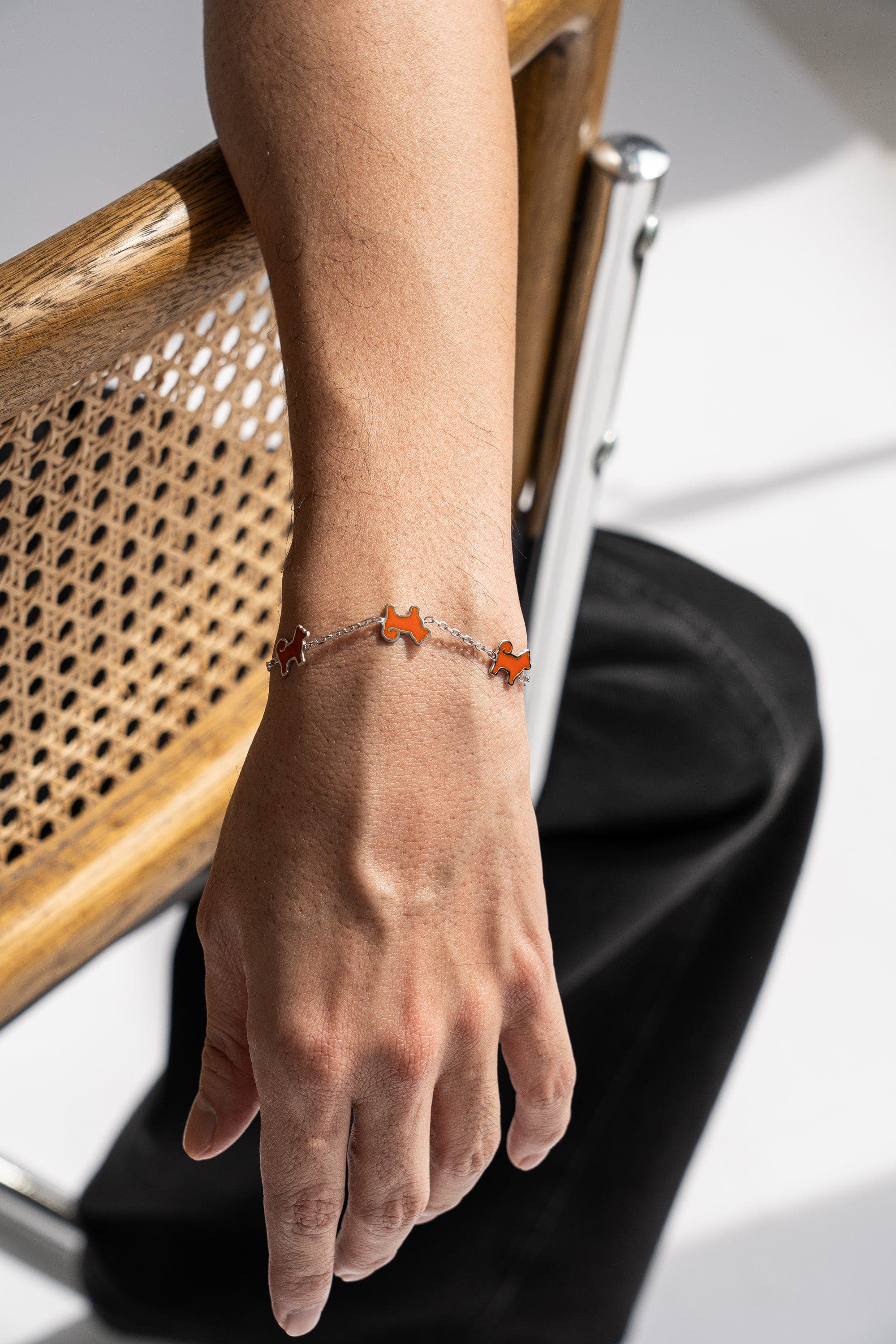 Shiba Inu Dog Bracelet – 925 Sterling Silver, Iconic Orange