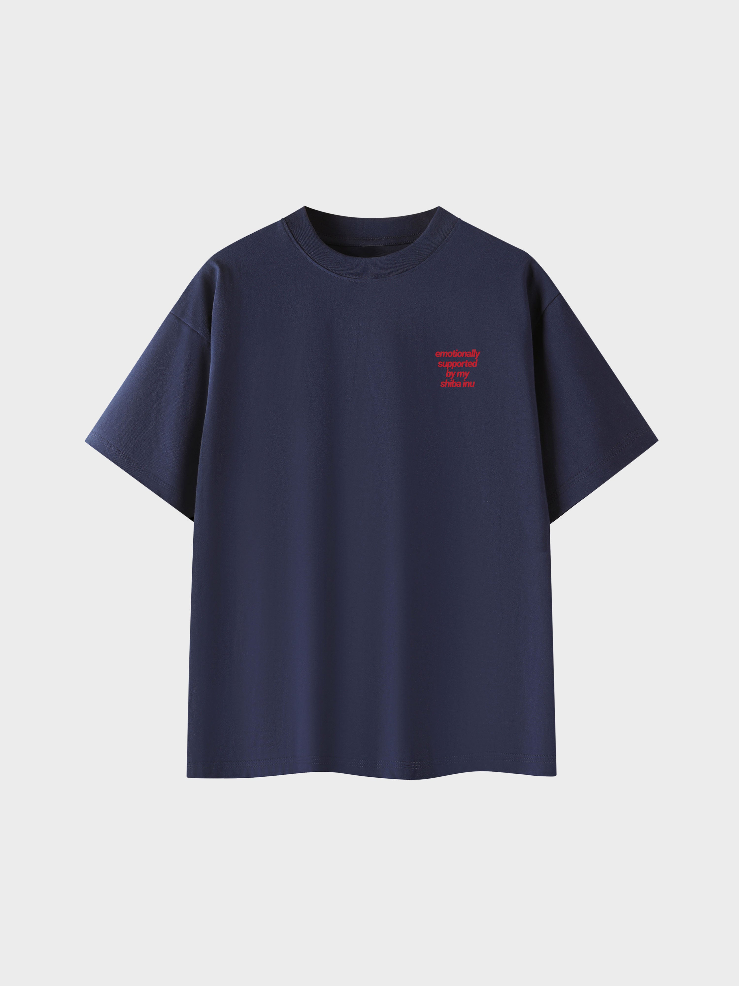 "Emotionally Supported By My Shiba Inu" Oversize Cotton Tee