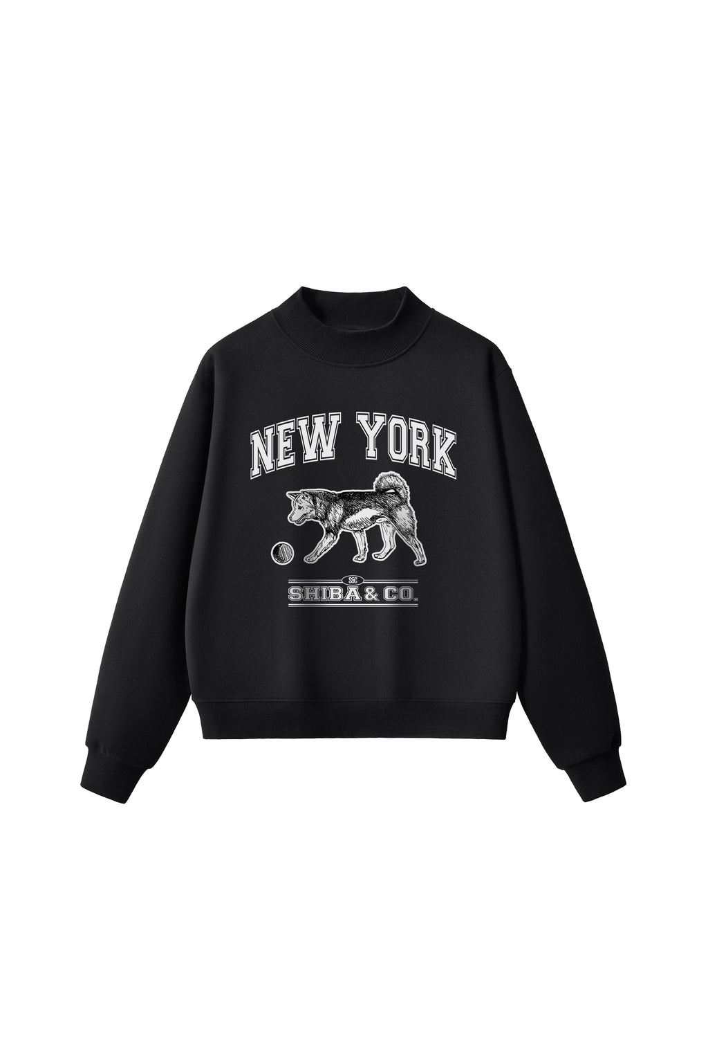 Womens Classic New York Shiba Inu Crew Neck Fleece Sweatshirt