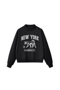 Womens Classic New York Shiba Inu Crew Neck Fleece Sweatshirt