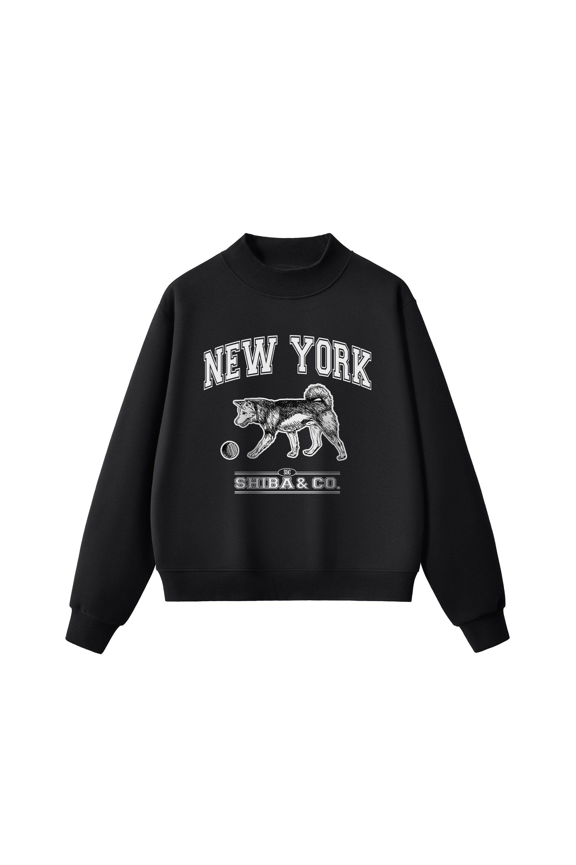 Classic New York Shiba Inu Mid Neck Fleece Sweatshirt