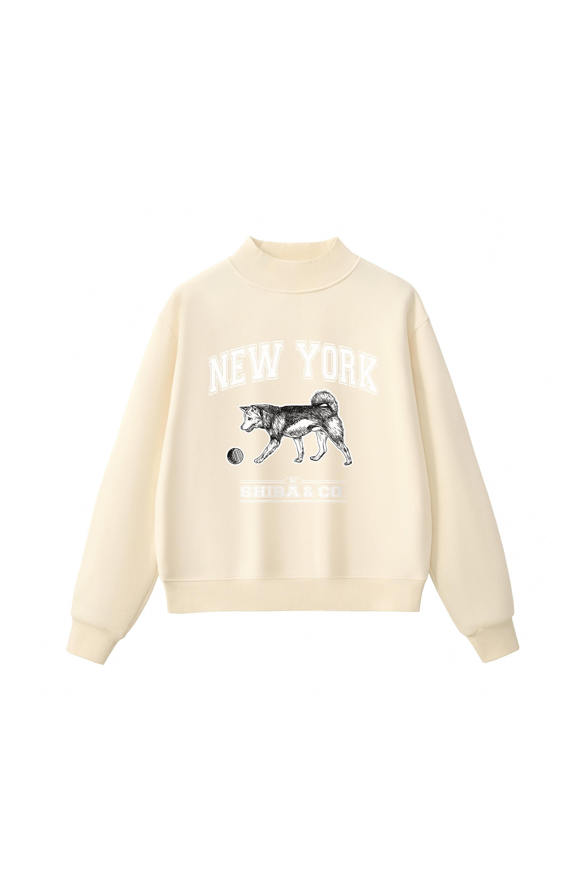 Classic New York Shiba Inu Mid Neck Fleece Sweatshirt