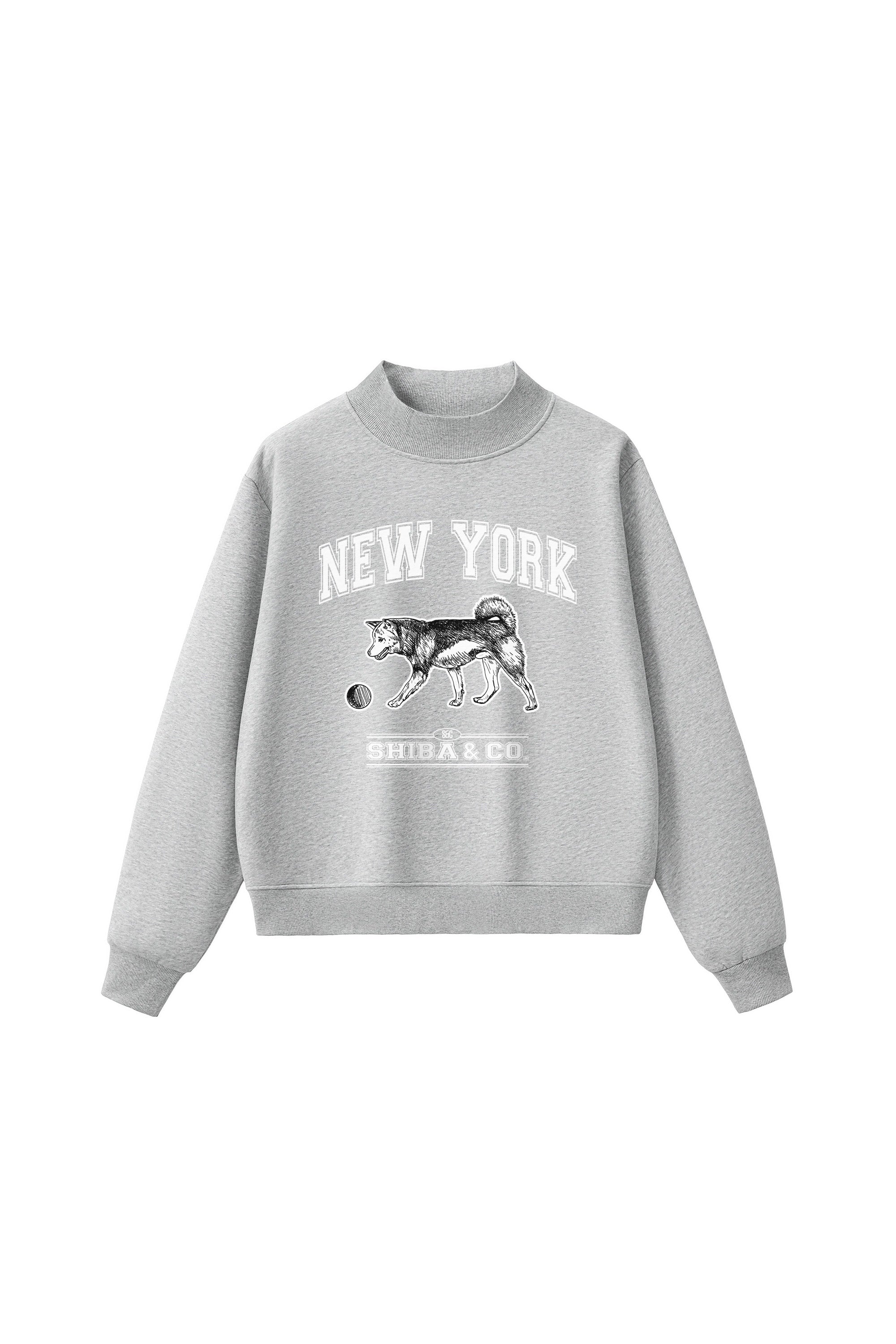 Classic New York Shiba Inu Mid Neck Fleece Sweatshirt