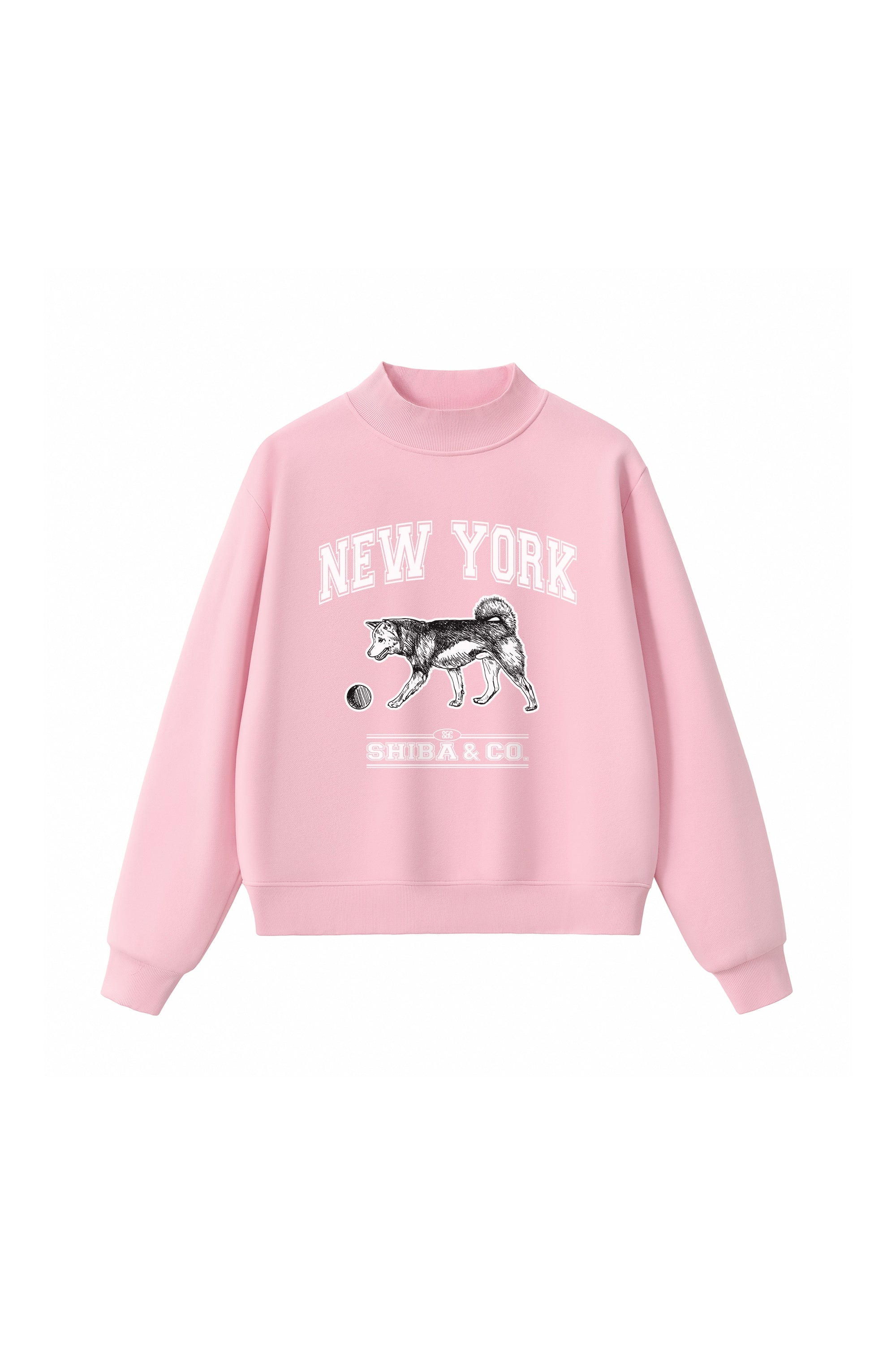 Classic New York Shiba Inu Mid Neck Fleece Sweatshirt