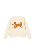 Club Shiba Inu Knitted Round Neck Oversize Sweatshirt - Red Shiba