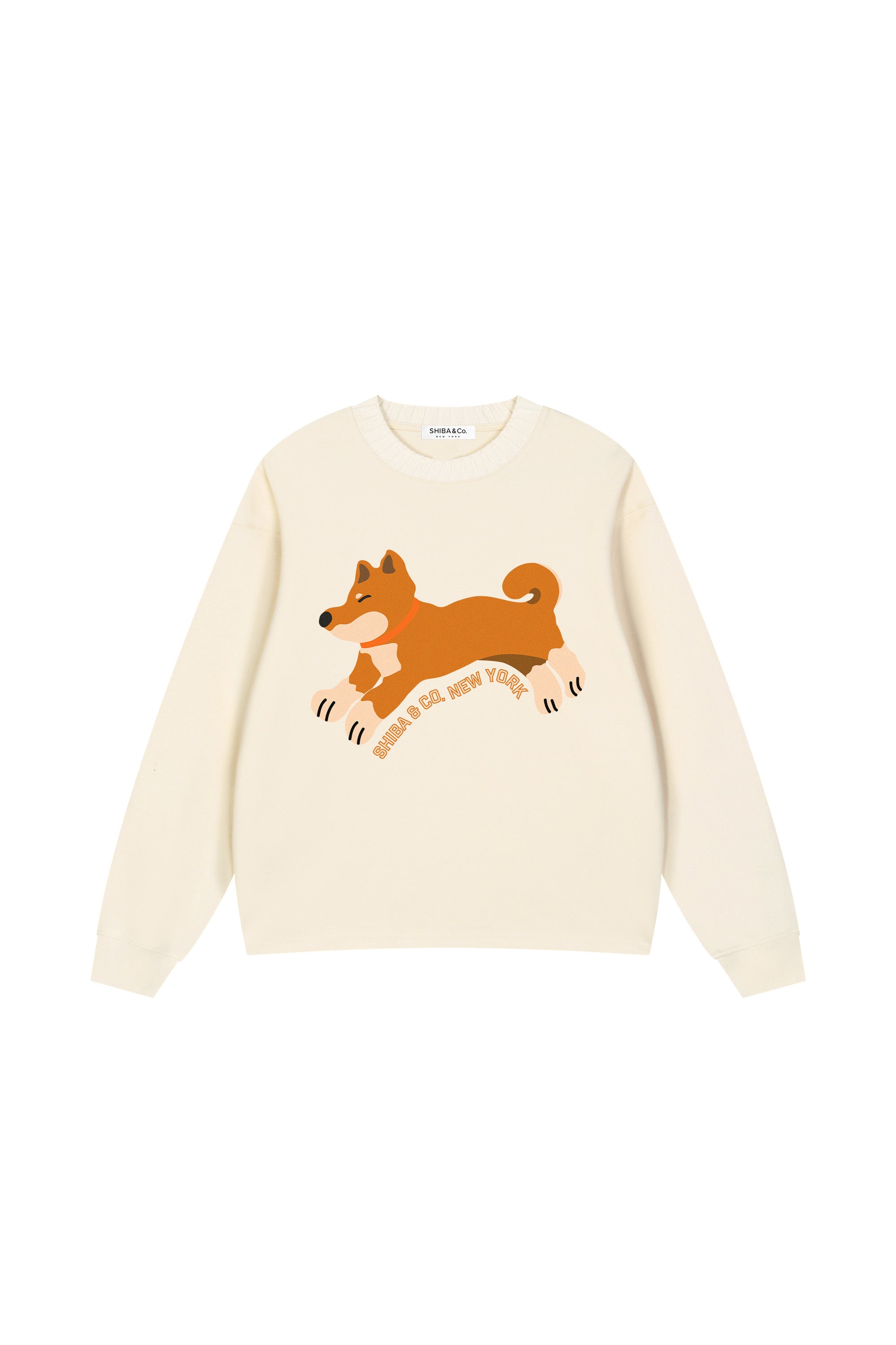 Club Shiba Inu Knitted Round Neck Oversize Sweatshirt - Red Shiba