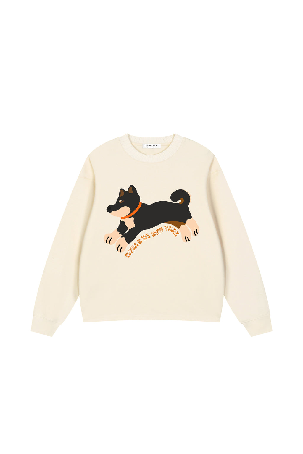 Club Shiba Inu Knitted Round Neck Oversize Sweatshirt - Black & Tan Shiba