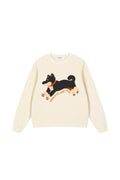 Club Shiba Inu Knitted Round Neck Oversize Sweatshirt - Black & Tan Shiba