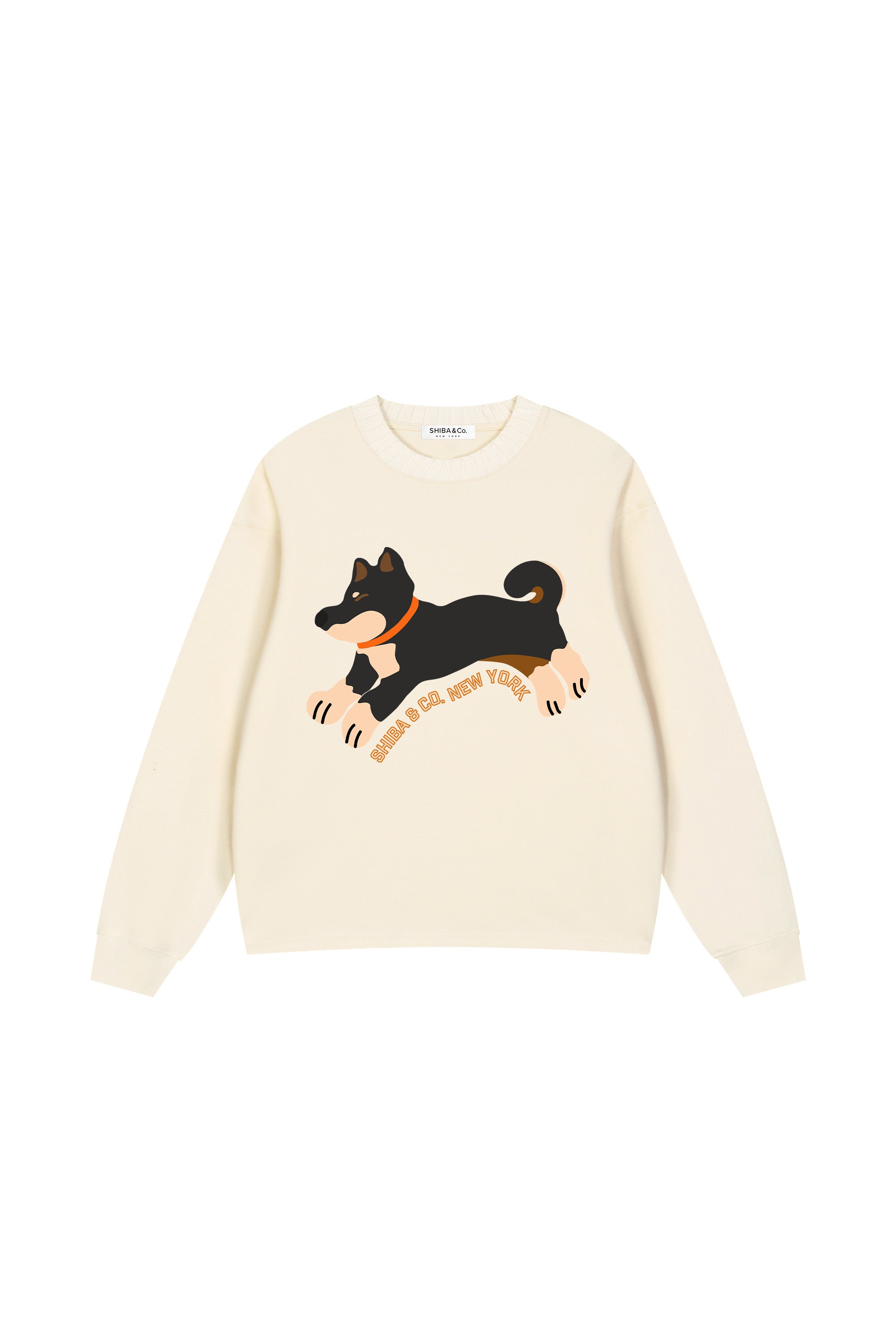 Club Shiba Inu Knitted Round Neck Oversize Sweatshirt - Black & Tan Shiba