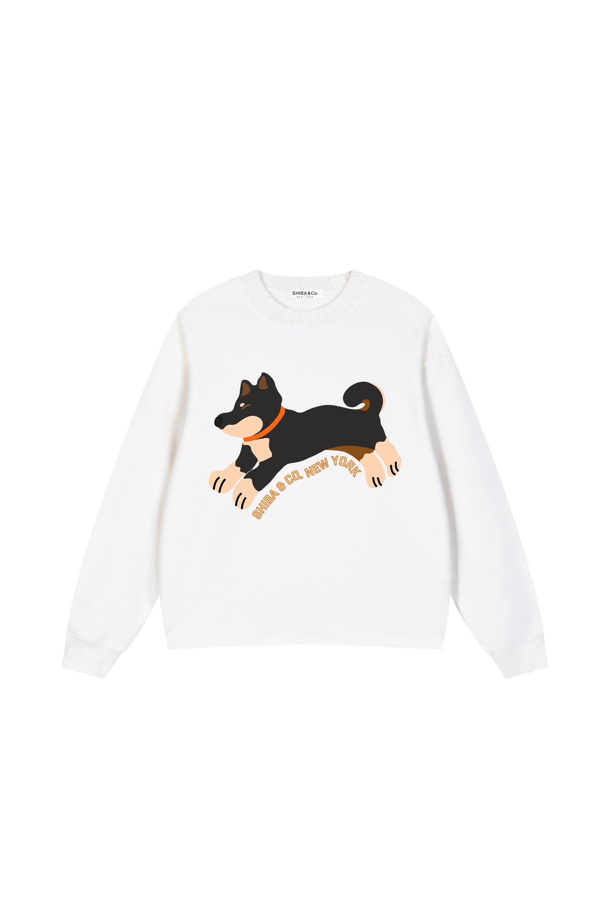 Club Shiba Inu Knitted Round Neck Oversize Sweatshirt - Black & Tan Shiba