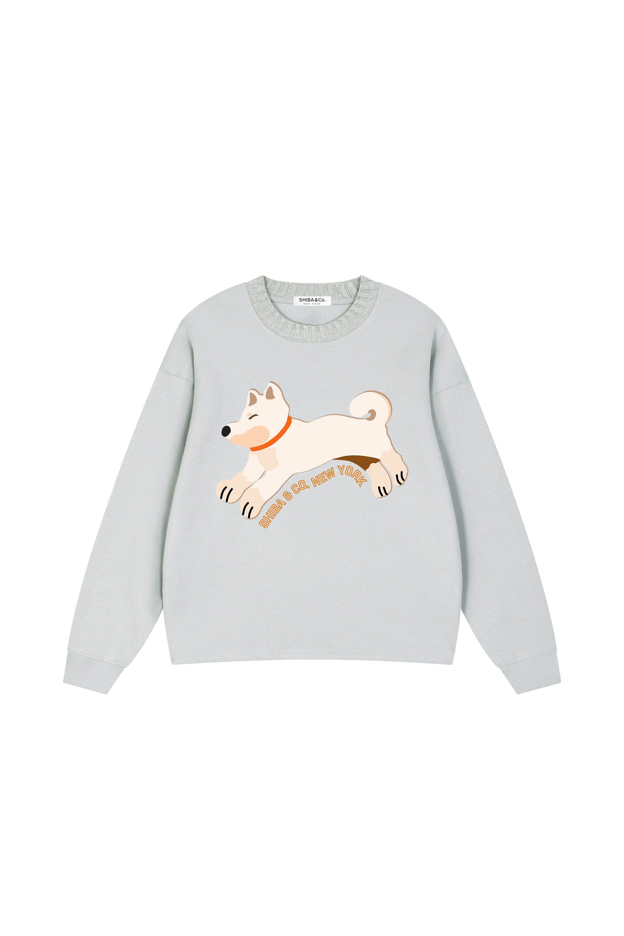 Club Shiba Inu Knitted Round Neck Oversize Sweatshirt - Cream Shiba