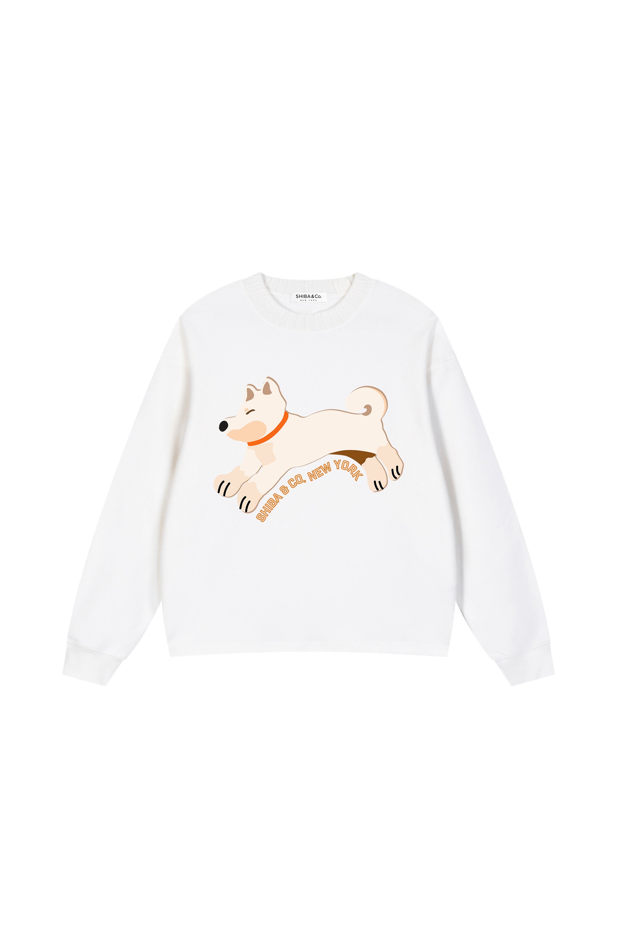Club Shiba Inu Knitted Round Neck Oversize Sweatshirt - Cream Shiba