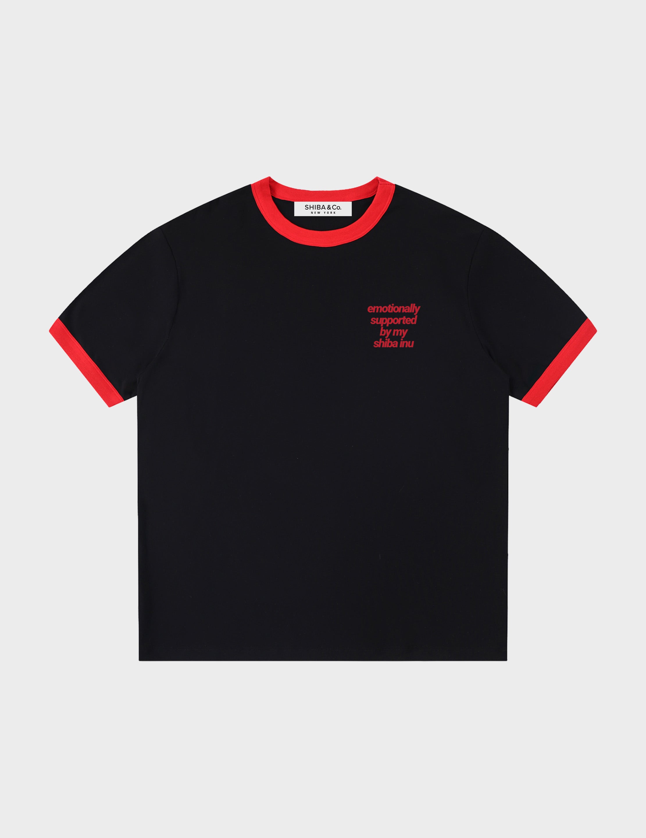 "Emotionally Supported By My Shiba Inu" Vintage Ringer Tee