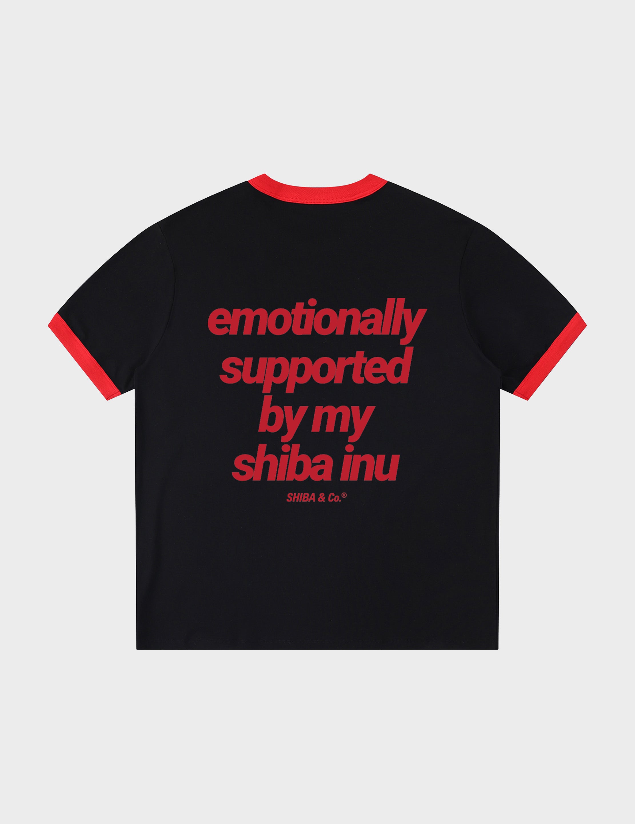 "Emotionally Supported By My Shiba Inu" Vintage Ringer Tee