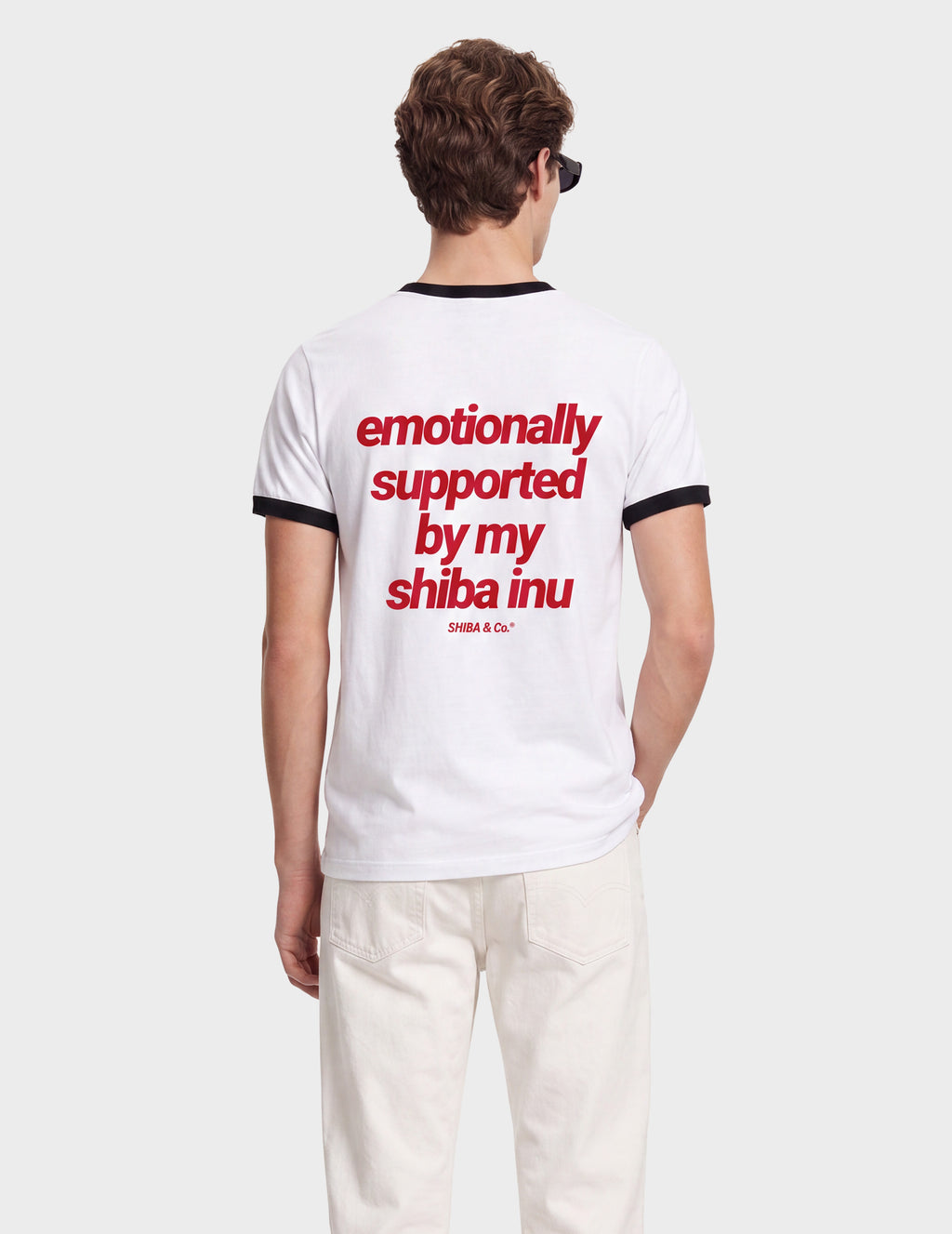 "Emotionally Supported By My Shiba Inu" Vintage Ringer Tee