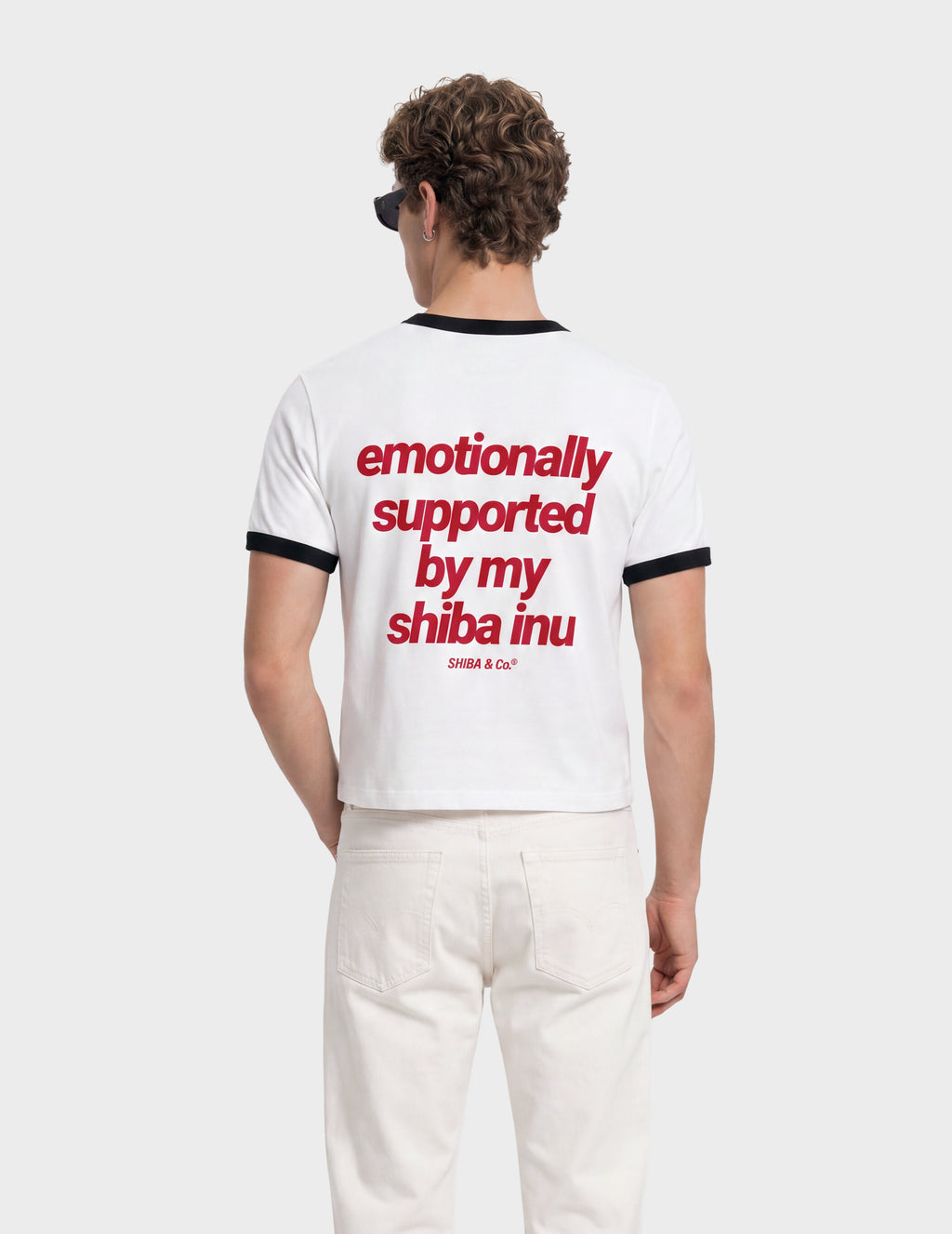 "Emotionally Supported By My Shiba Inu" Vintage Ringer Tee