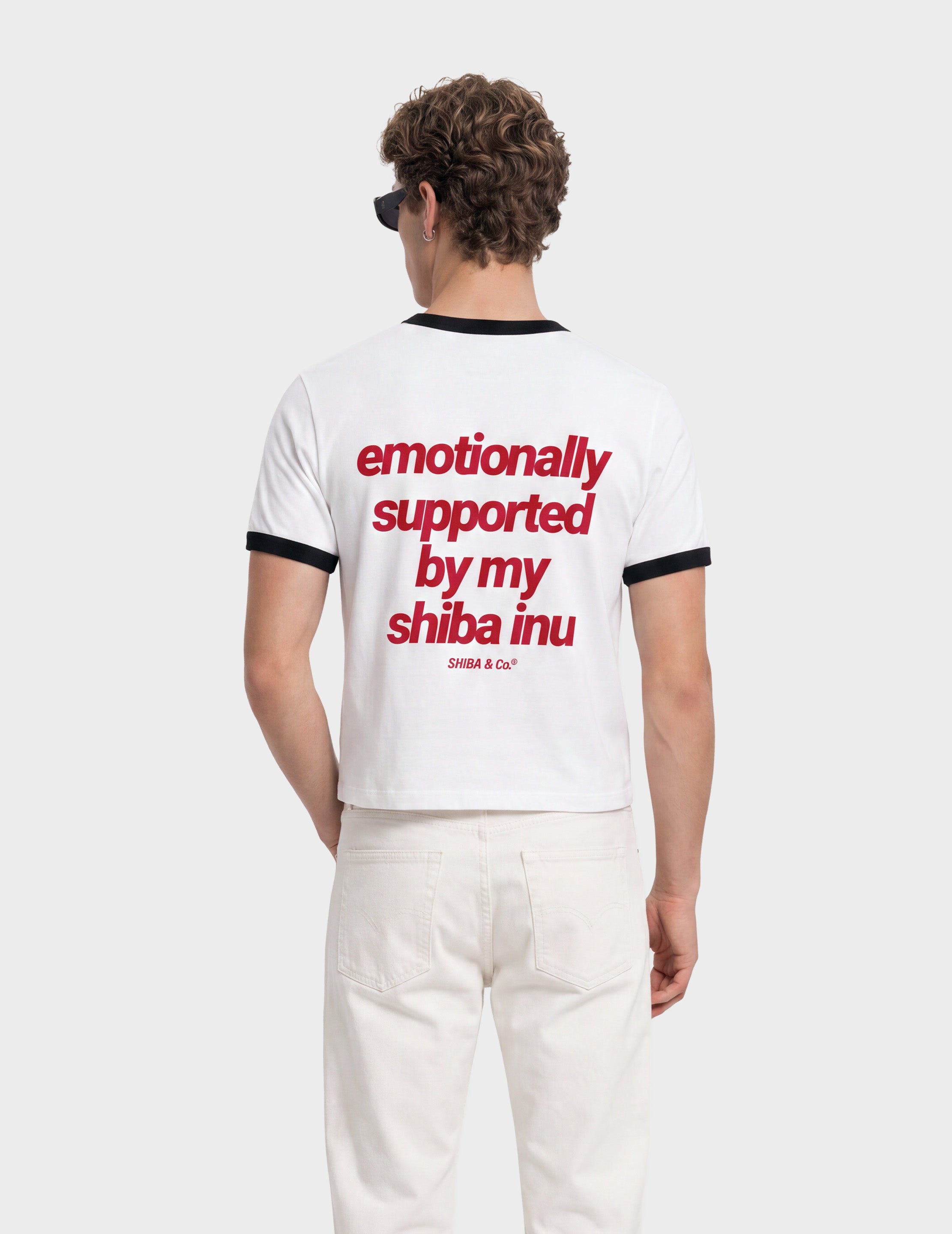 "Emotionally Supported By My Shiba Inu" Vintage Ringer Tee