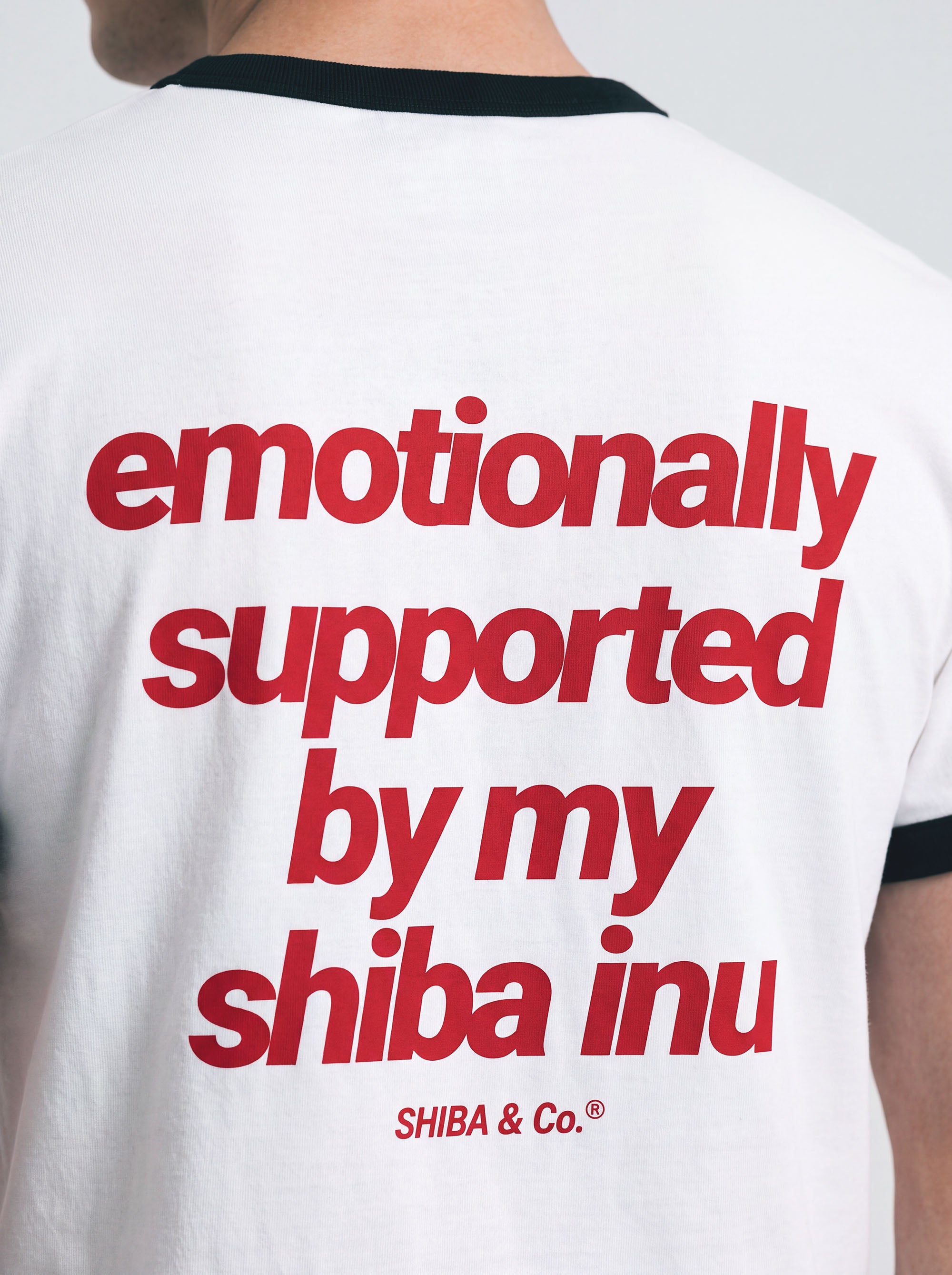 "Emotionally Supported By My Shiba Inu" Vintage Ringer Tee