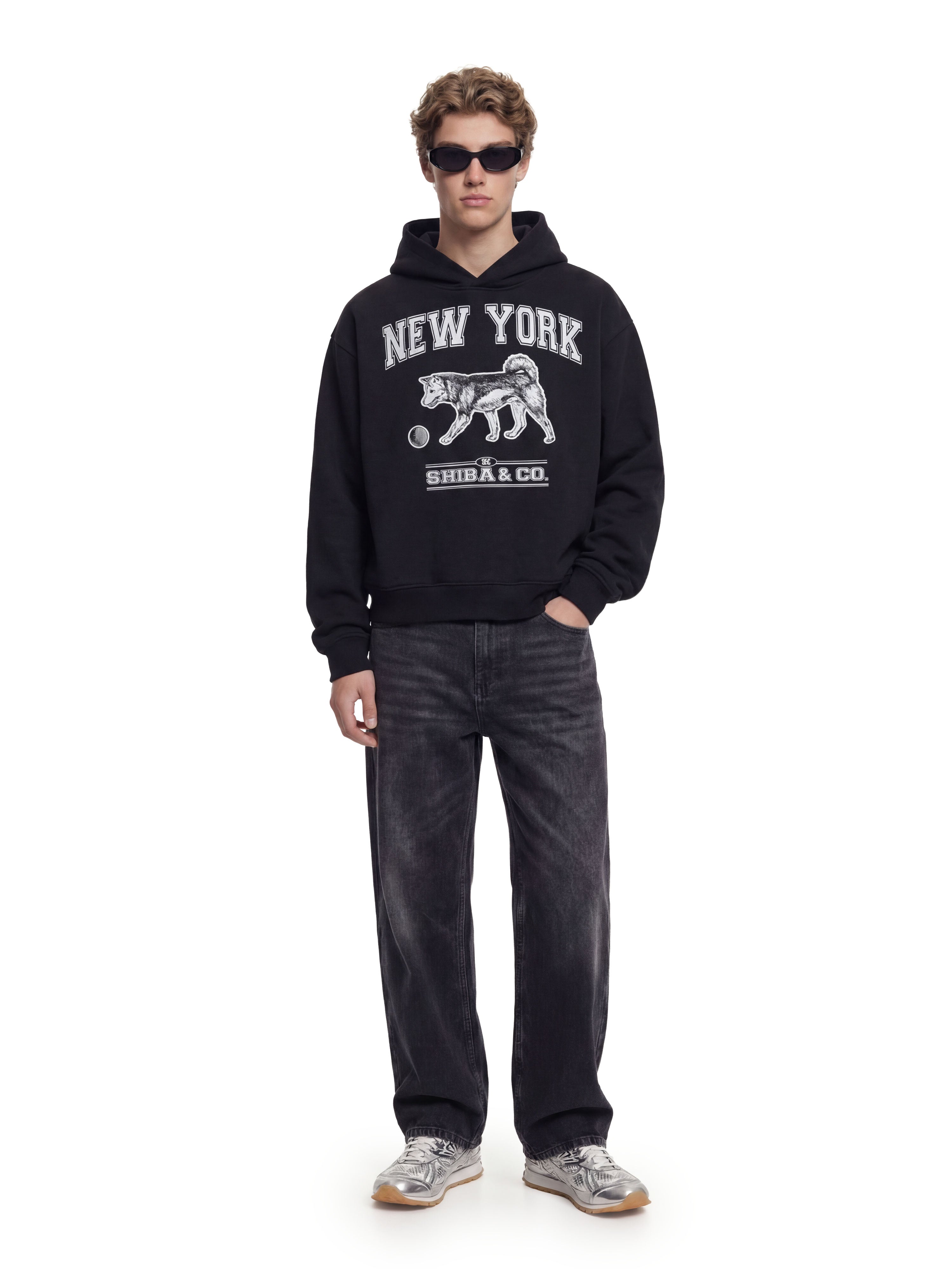 Classic New York Shiba Inu Fleeced Boxy Hoodie