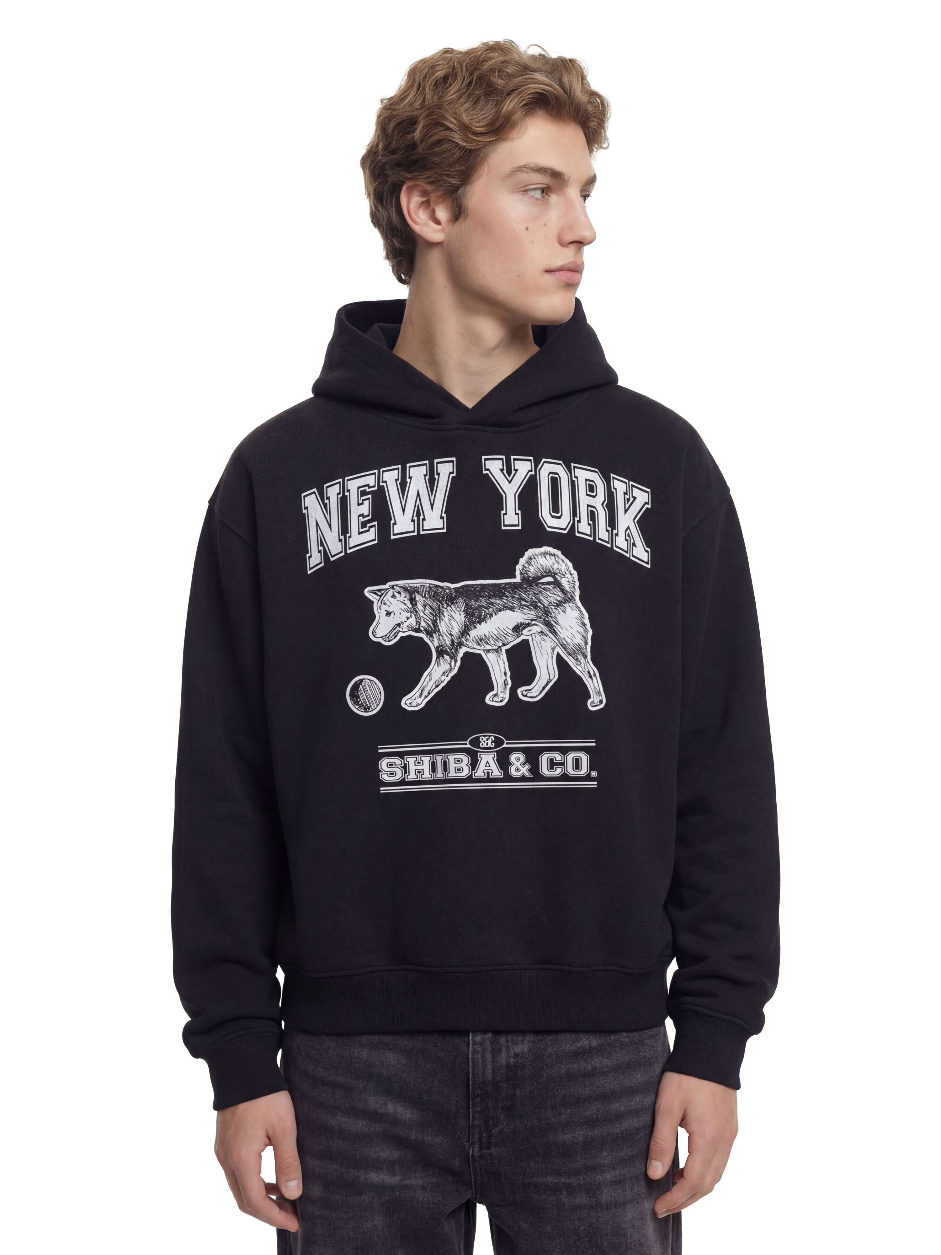 Classic New York Shiba Inu Fleeced Boxy Hoodie