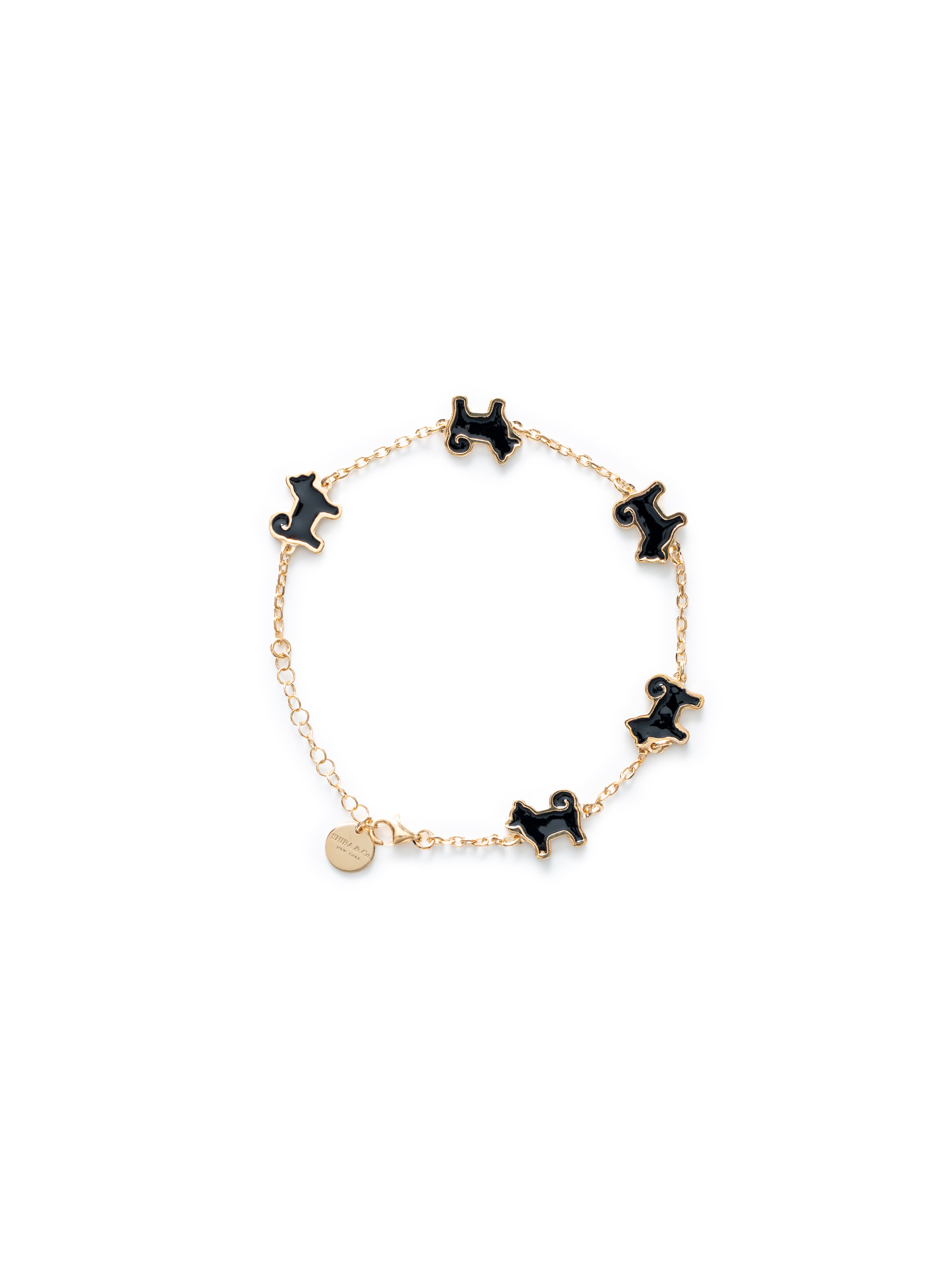 26 My Precious Shiba Inu Dog Bracelet - 24K Gold Plated - Iconic Black