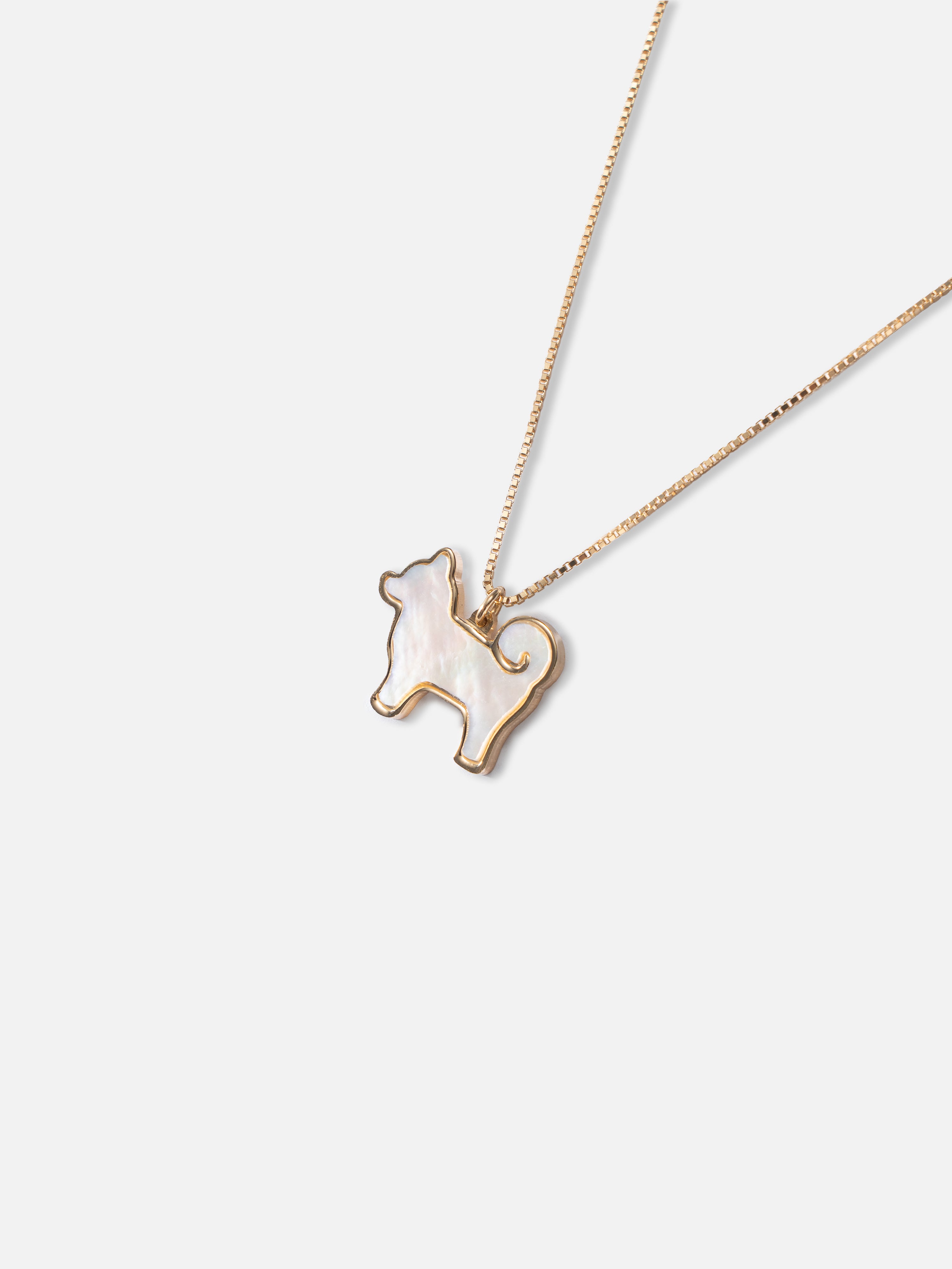 26 My Precious Shiba Inu Dog Pendant - 24K Gold Edition - Mother Of Pearl