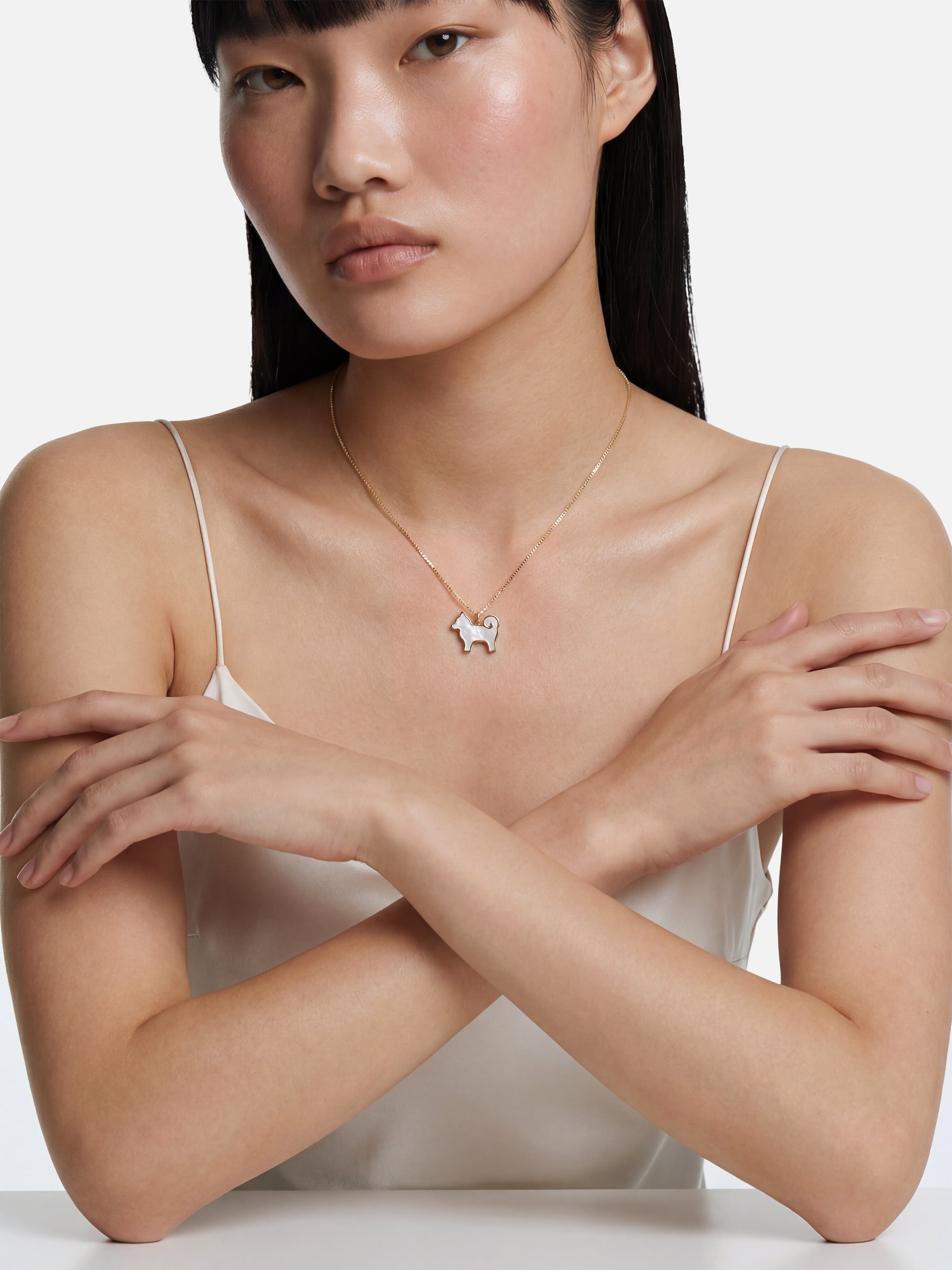 26 My Precious Shiba Inu Dog Pendant - 24K Gold Edition - Mother Of Pearl