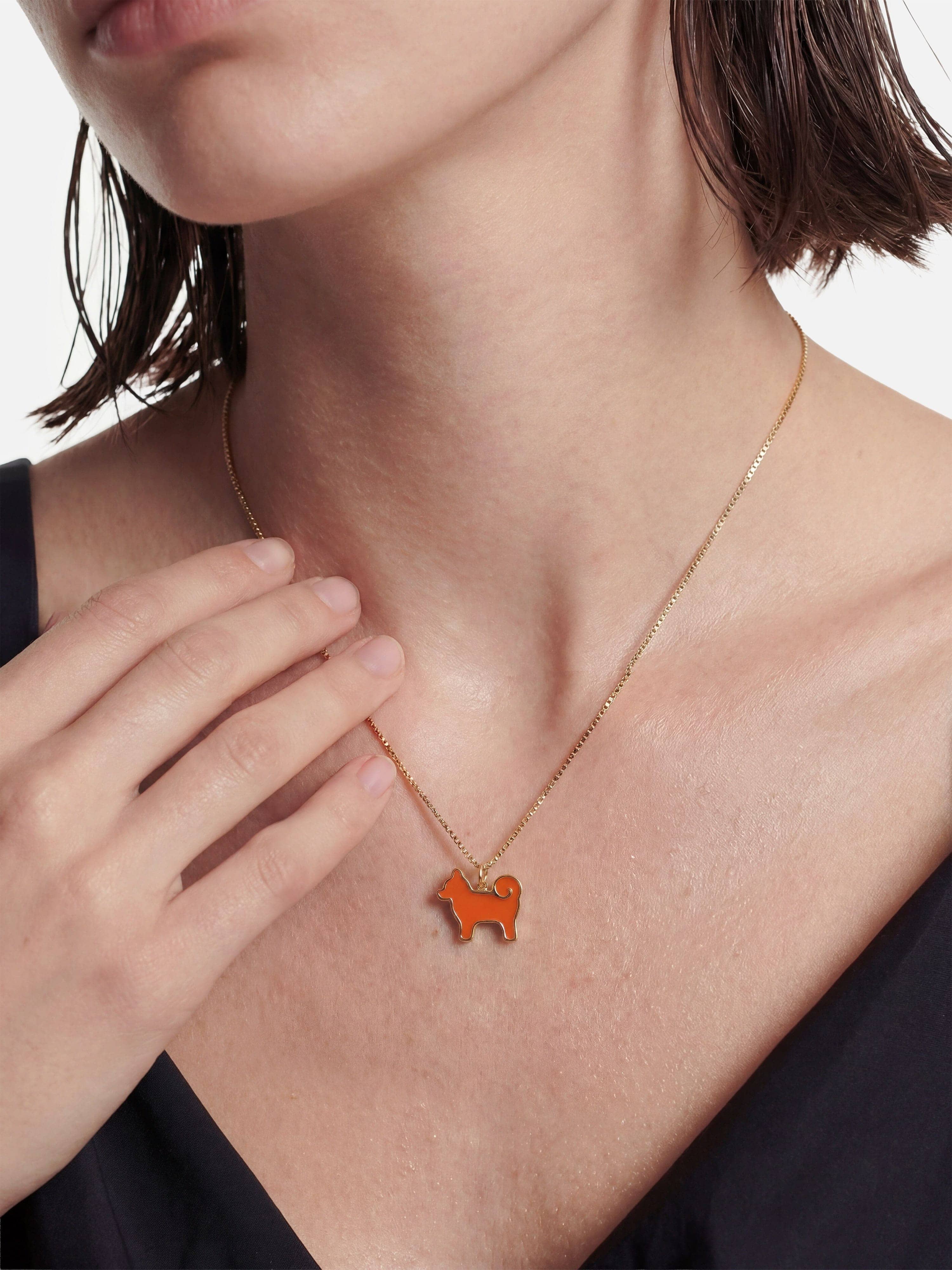 26 My Precious Shiba Inu Dog Pendant - 24K Gold Plated Edition - Iconic Orange