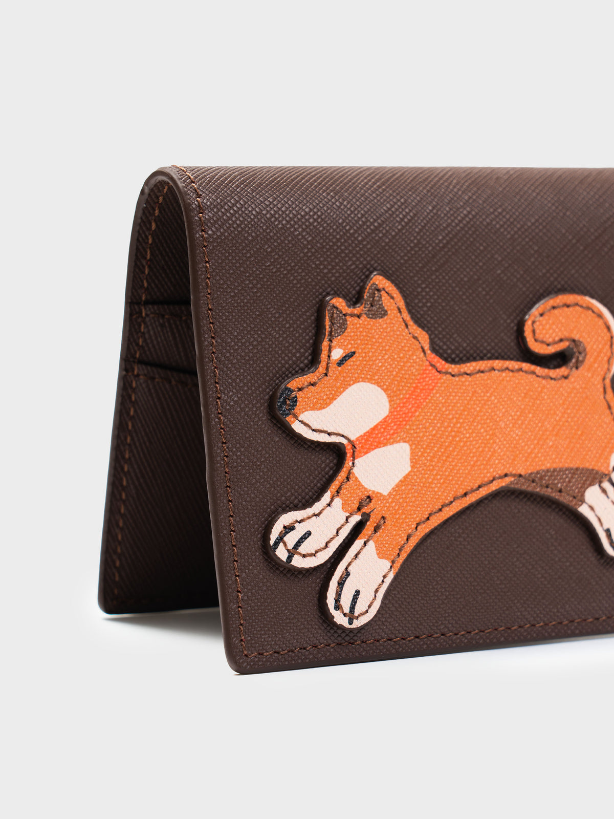 Hachi Shiba Inu Italian Saffiano Calf Leather Bifold Wallet – Brown