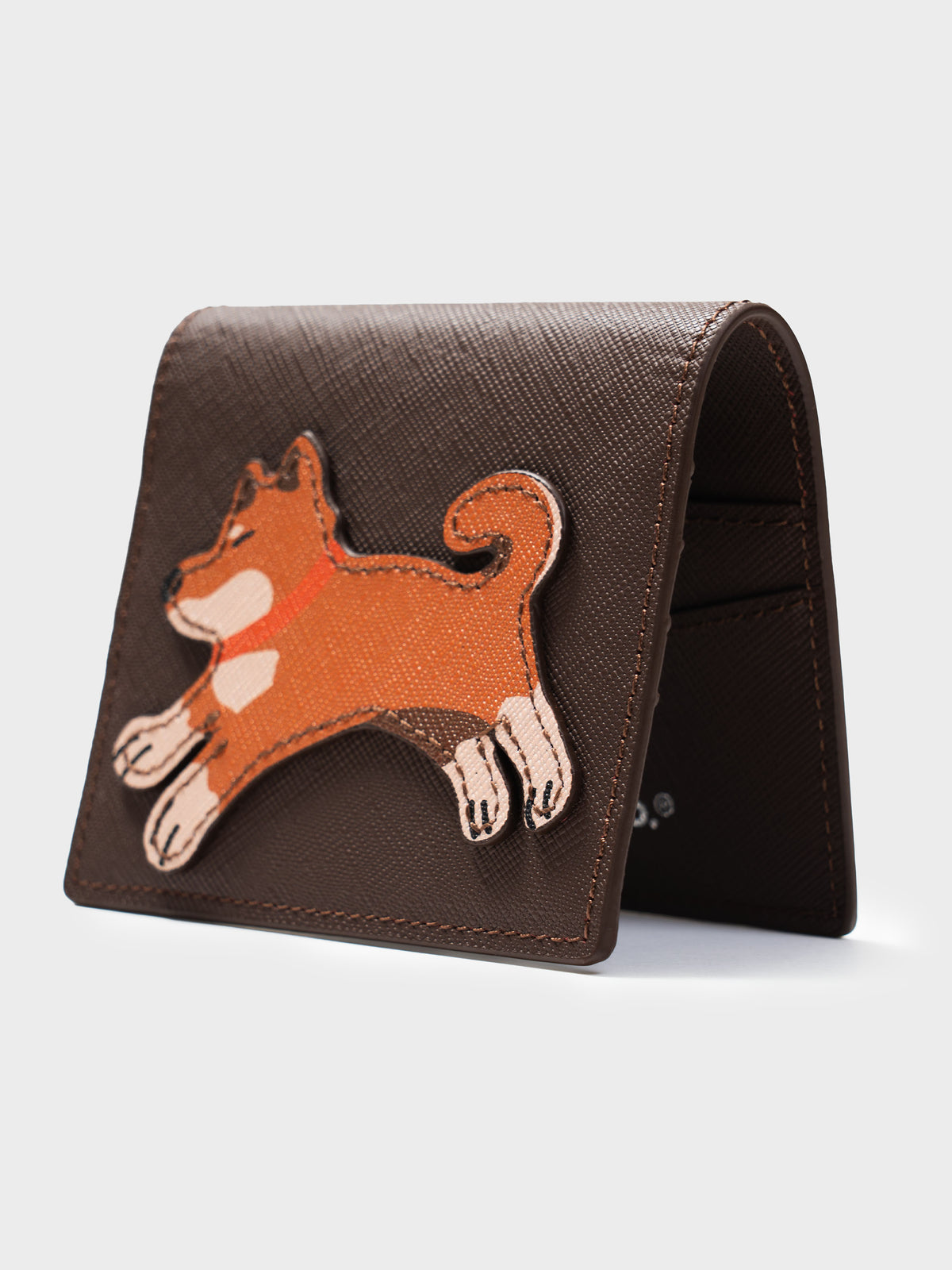 Hachi Shiba Inu Italian Saffiano Calf Leather Bifold Wallet – Brown