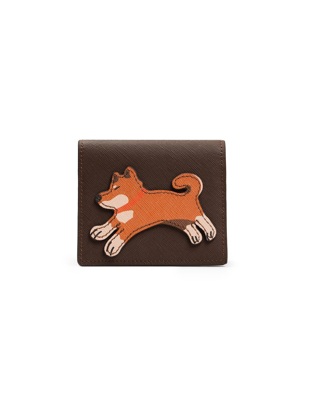 Hachi Shiba Inu Italian Saffiano Calf Leather Bifold Wallet – Brown