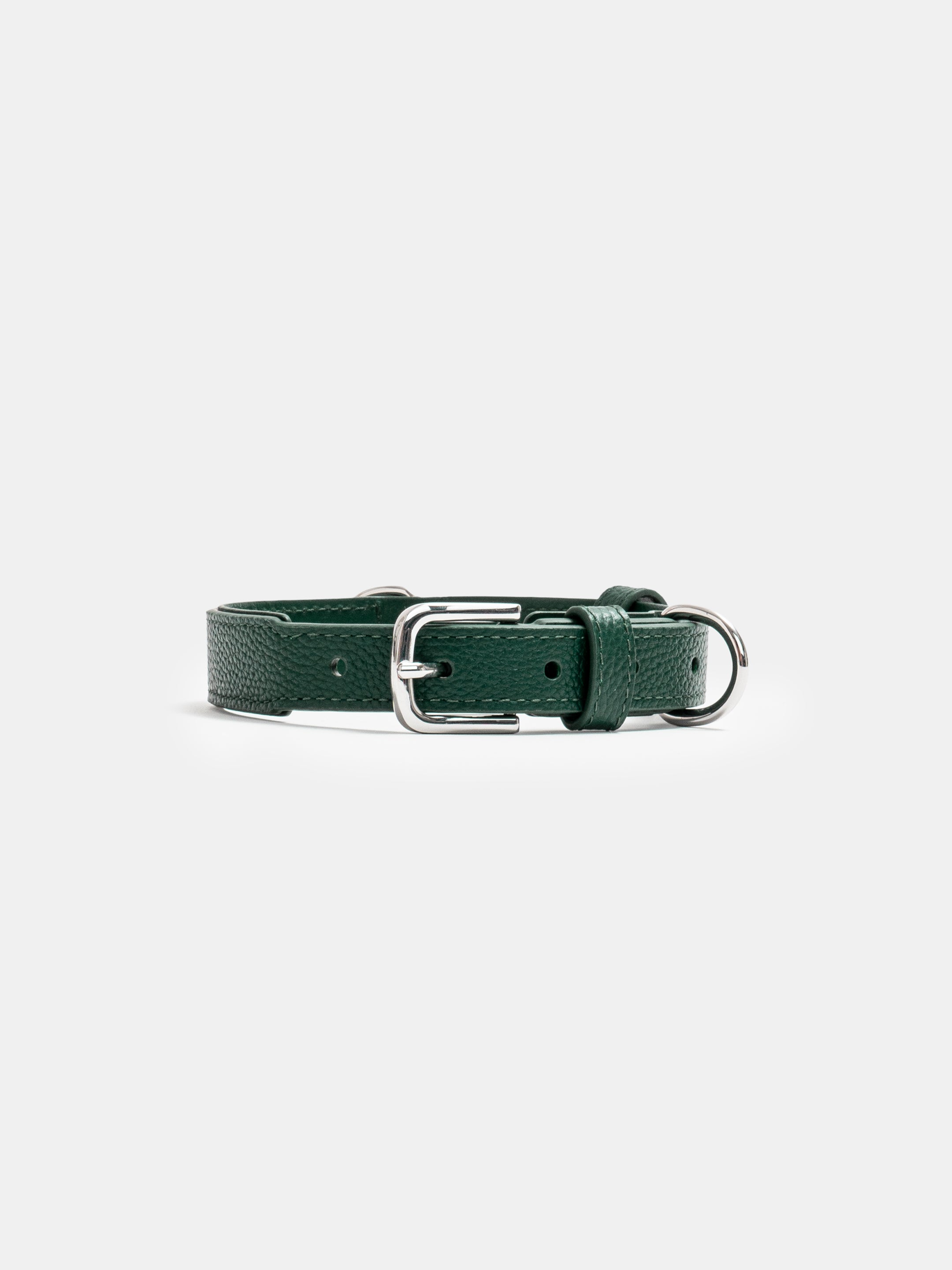 Lucca Dog Collar in Italian Leather - Forest Green