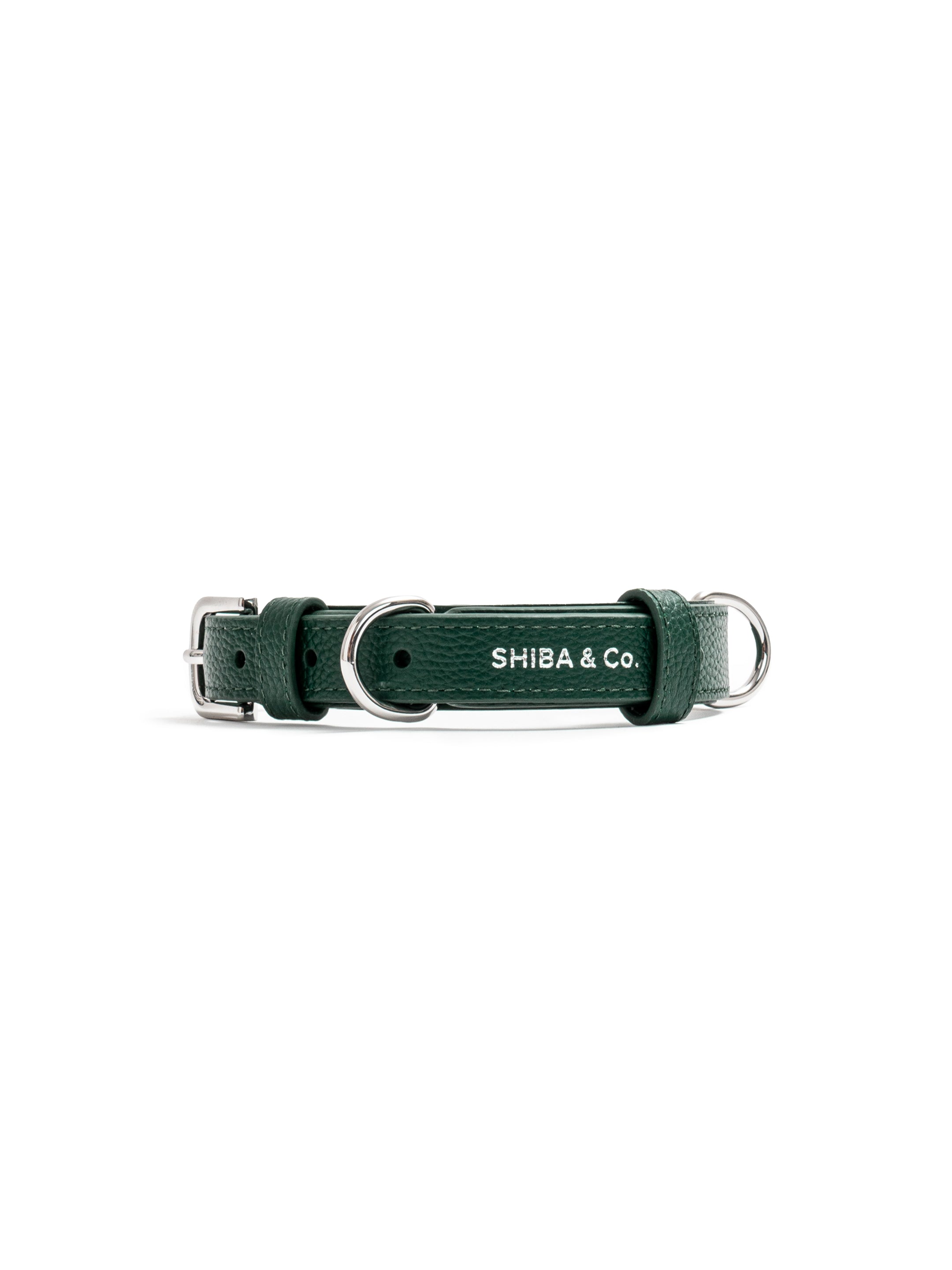 Lucca Dog Collar in Italian Leather - Forest Green