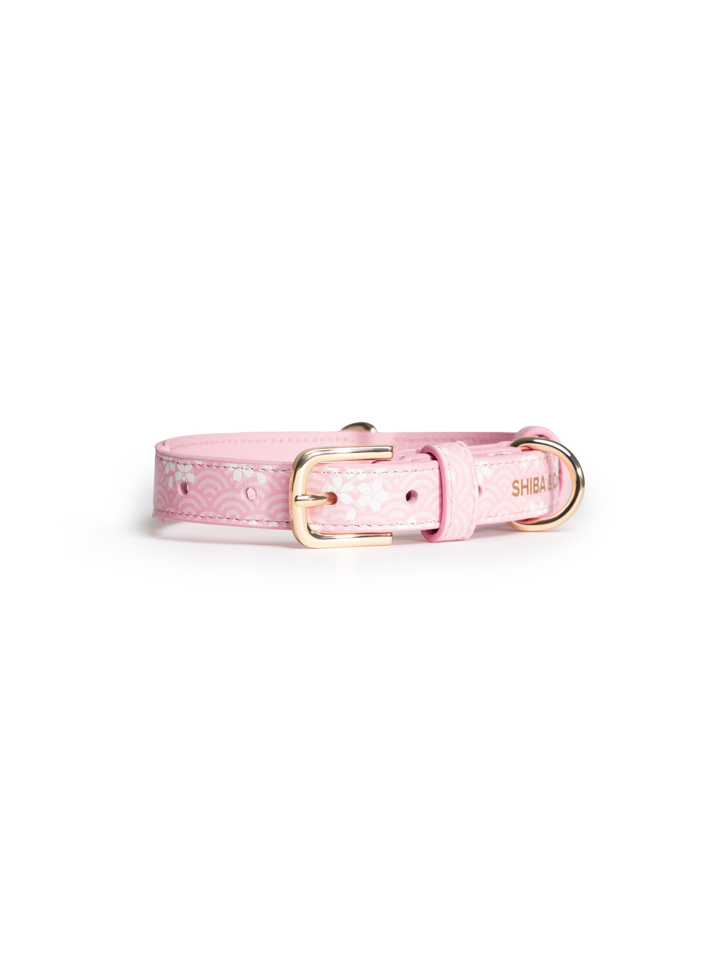 Lucca Italian Leather Dog Collar — Sakura Limited Edition - Pink Seigaiha