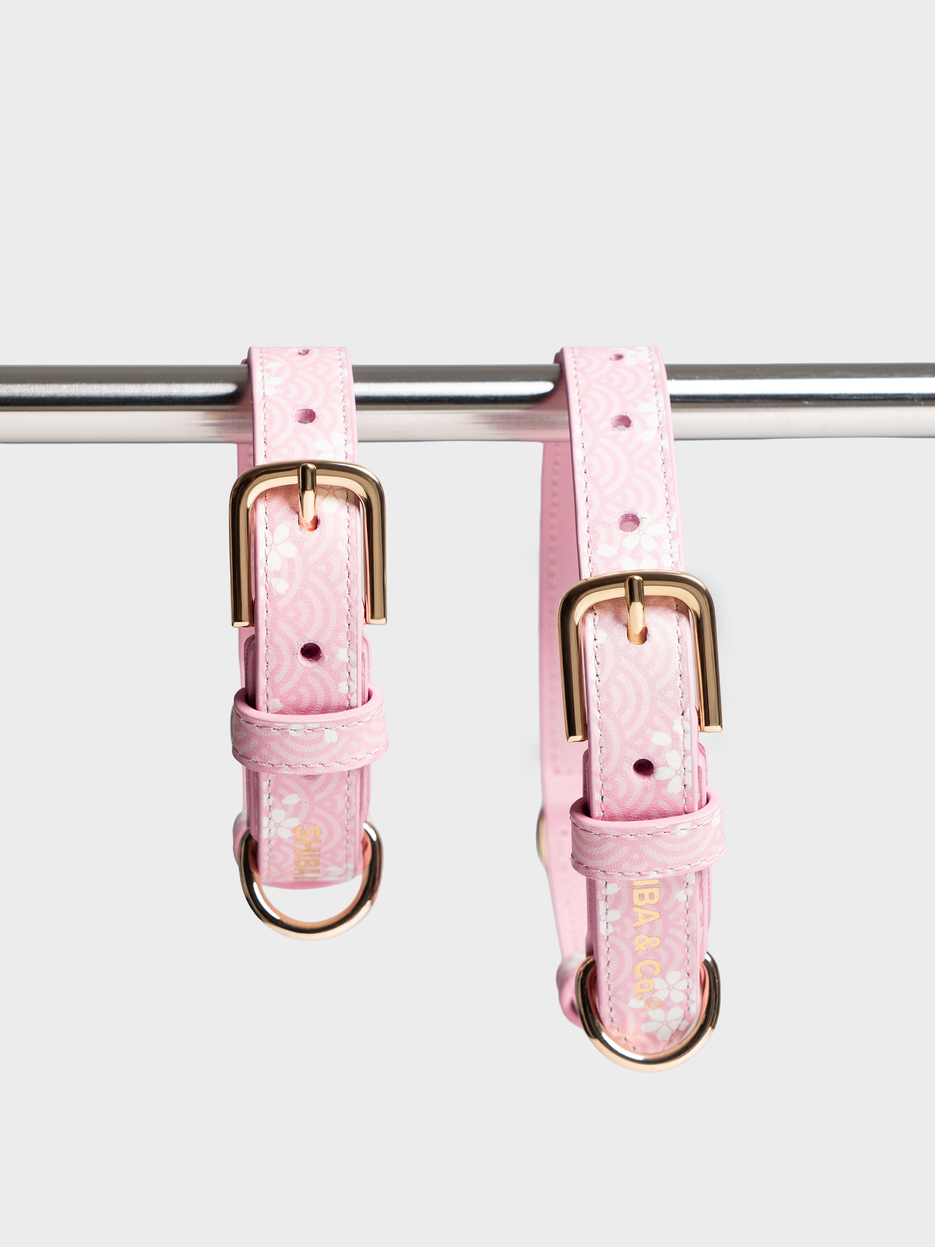Lucca Italian Leather Dog Collar — Sakura Limited Edition - Pink Seigaiha