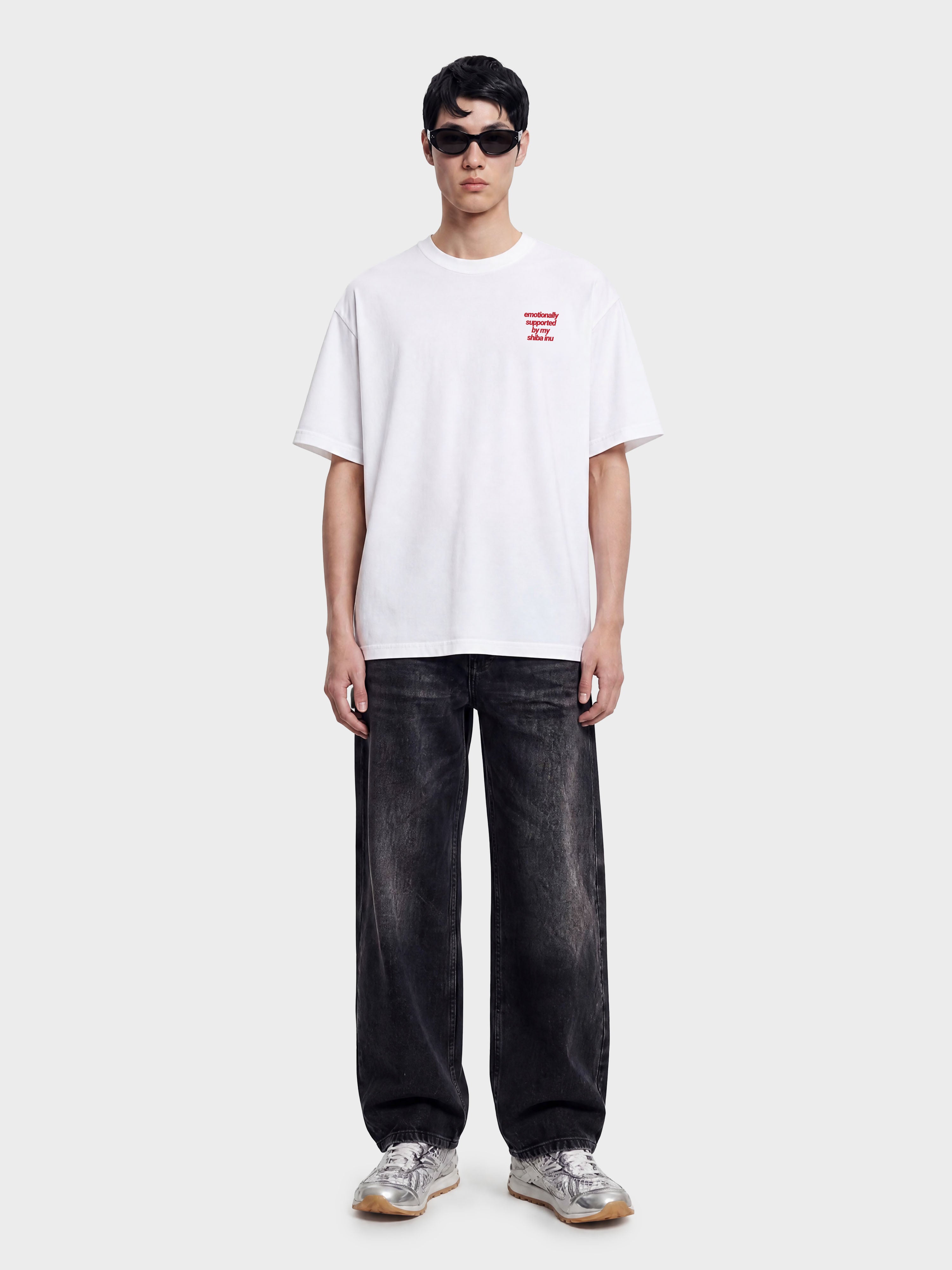 "Emotionally Supported By My Shiba Inu" Oversize Cotton Tee