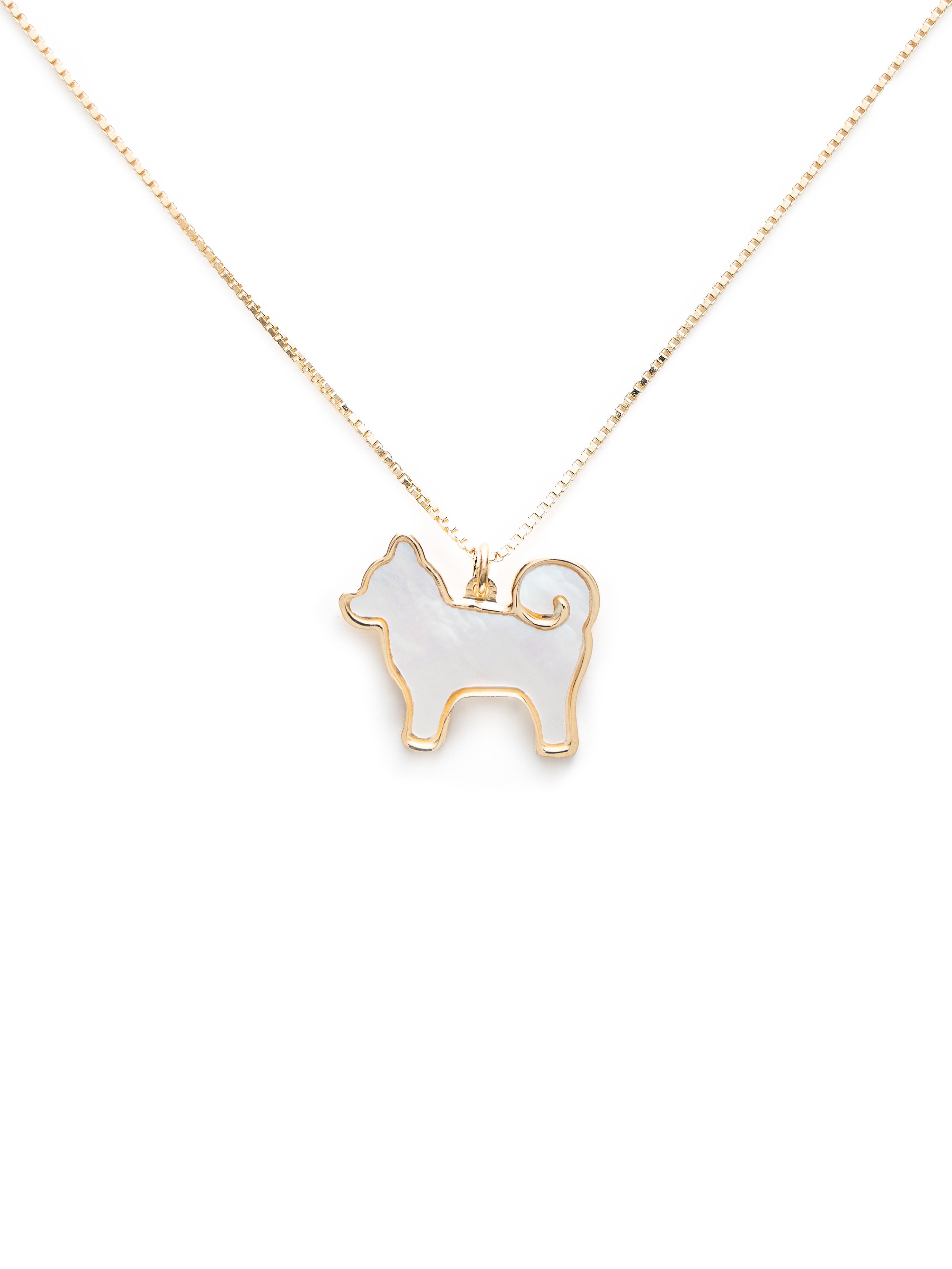 26 My Precious Shiba Inu Dog Pendant - 24K Gold Edition - Mother Of Pearl