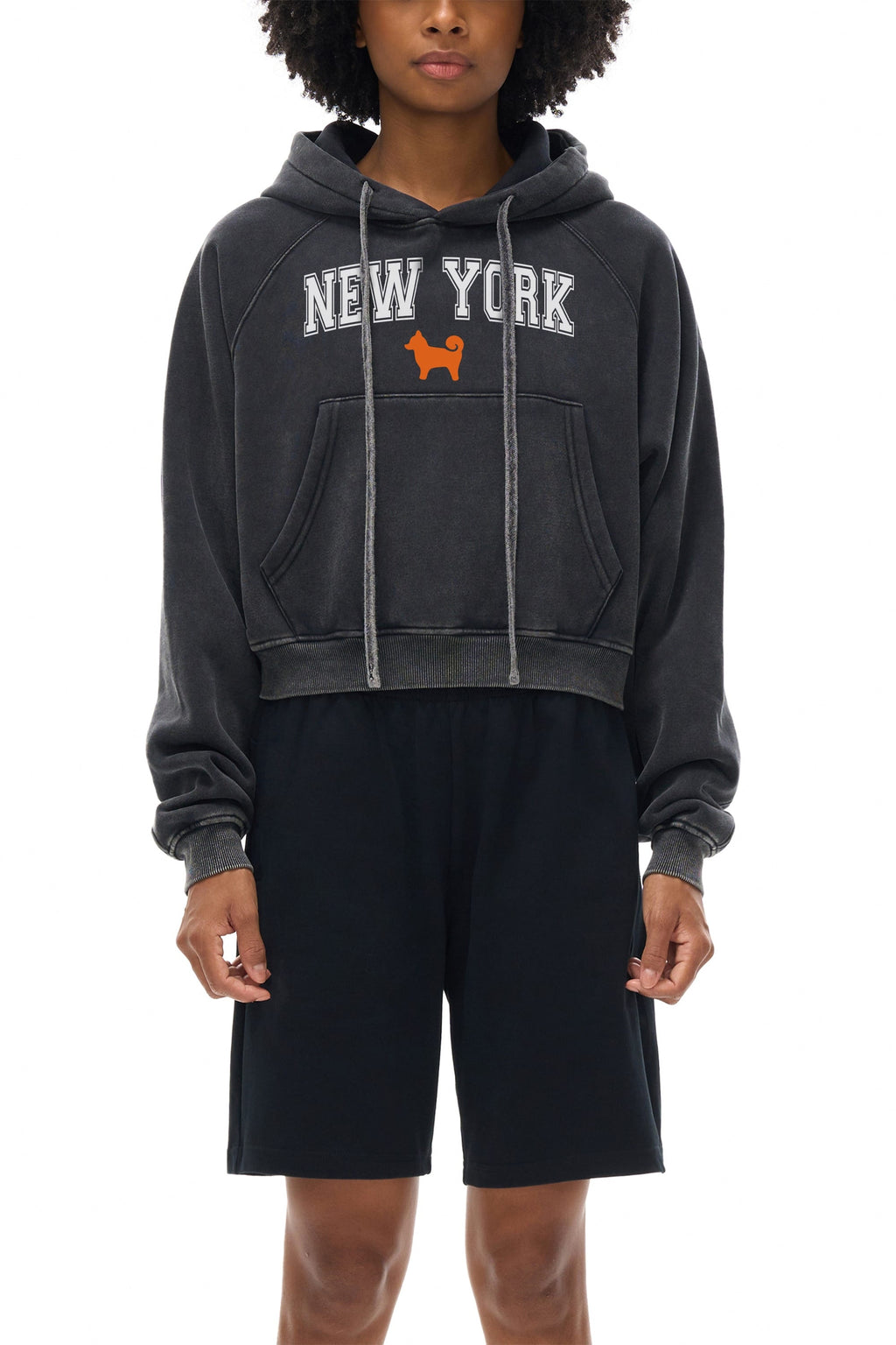 Womens My Precious New York Shiba Cropped Hoodie