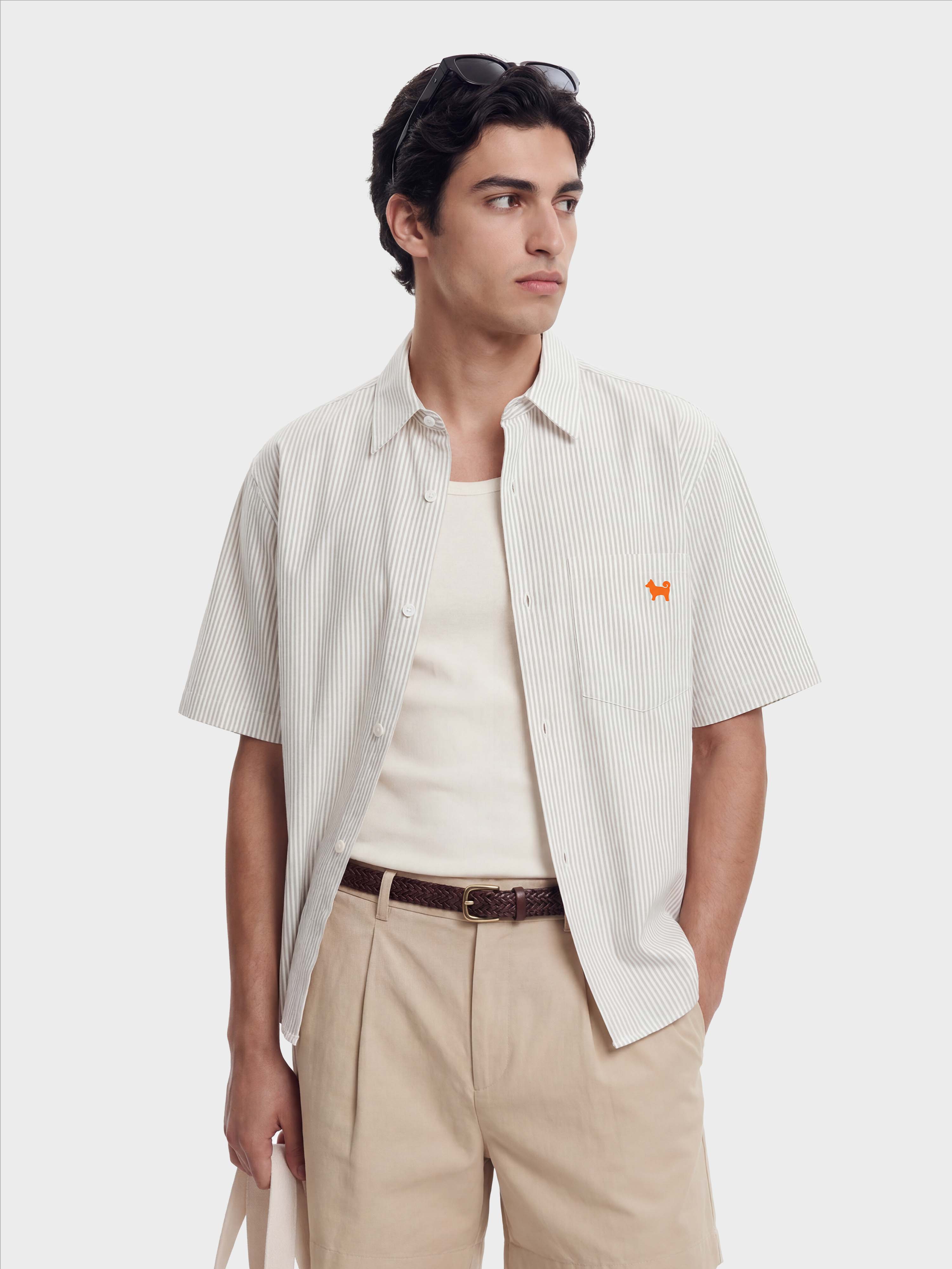 My Precious Shiba Icon Oversized Stripe Boxy Shirt