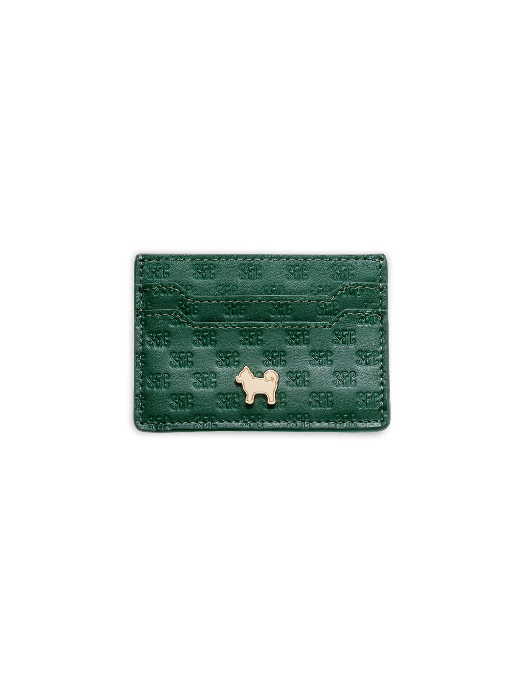 SC Monogram Italian Calf Leather Cardholder Wallet - Forest Green