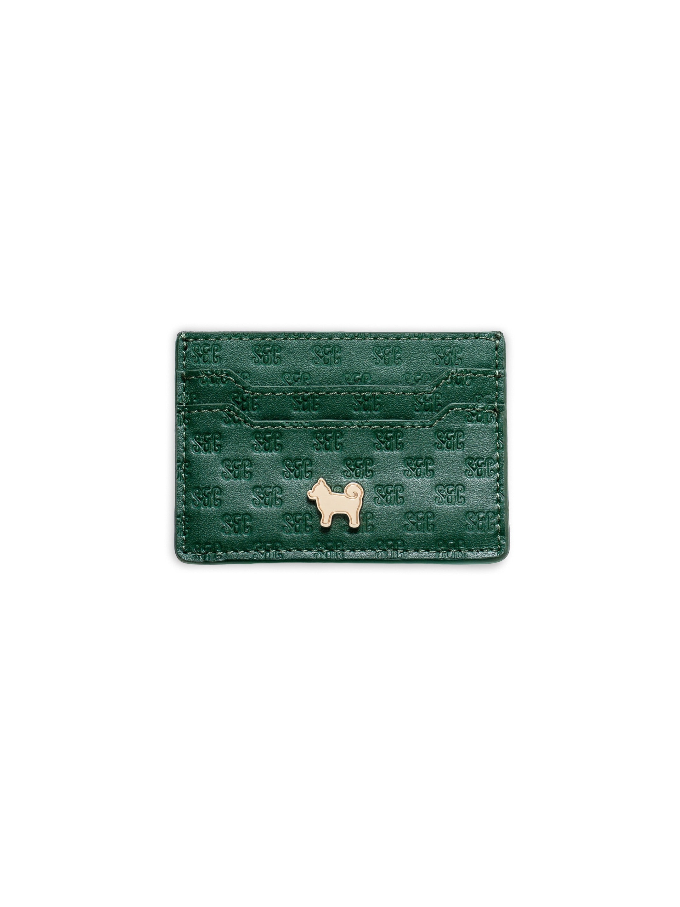 SC Monogram Italian Calf Leather Cardholder Wallet - Forest Green