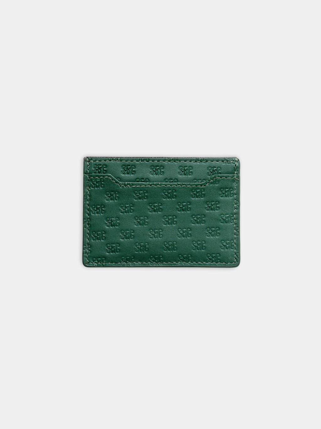 SC Monogram Italian Calf Leather Cardholder Wallet - Forest Green
