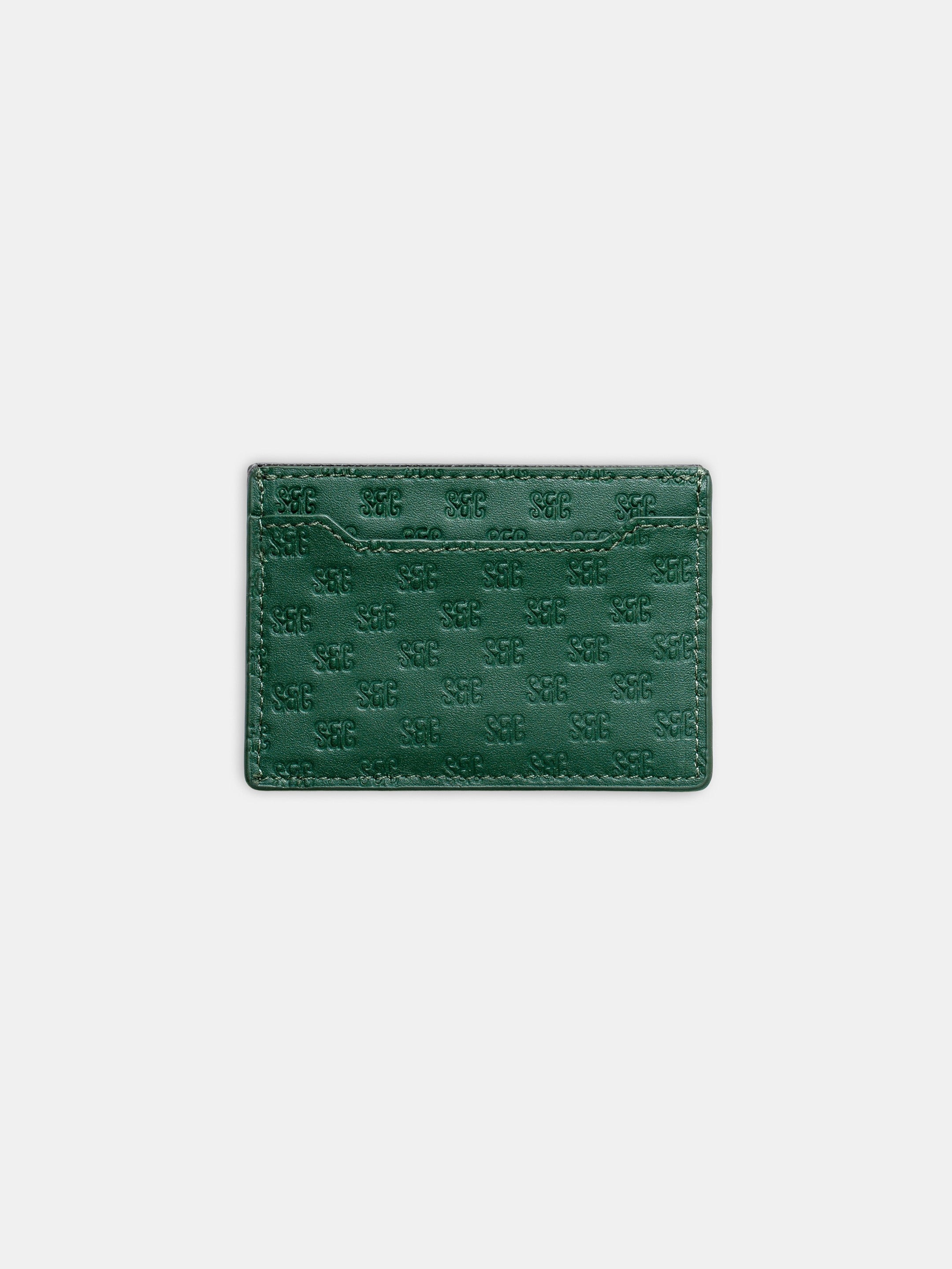 SC Monogram Italian Calf Leather Cardholder Wallet - Forest Green