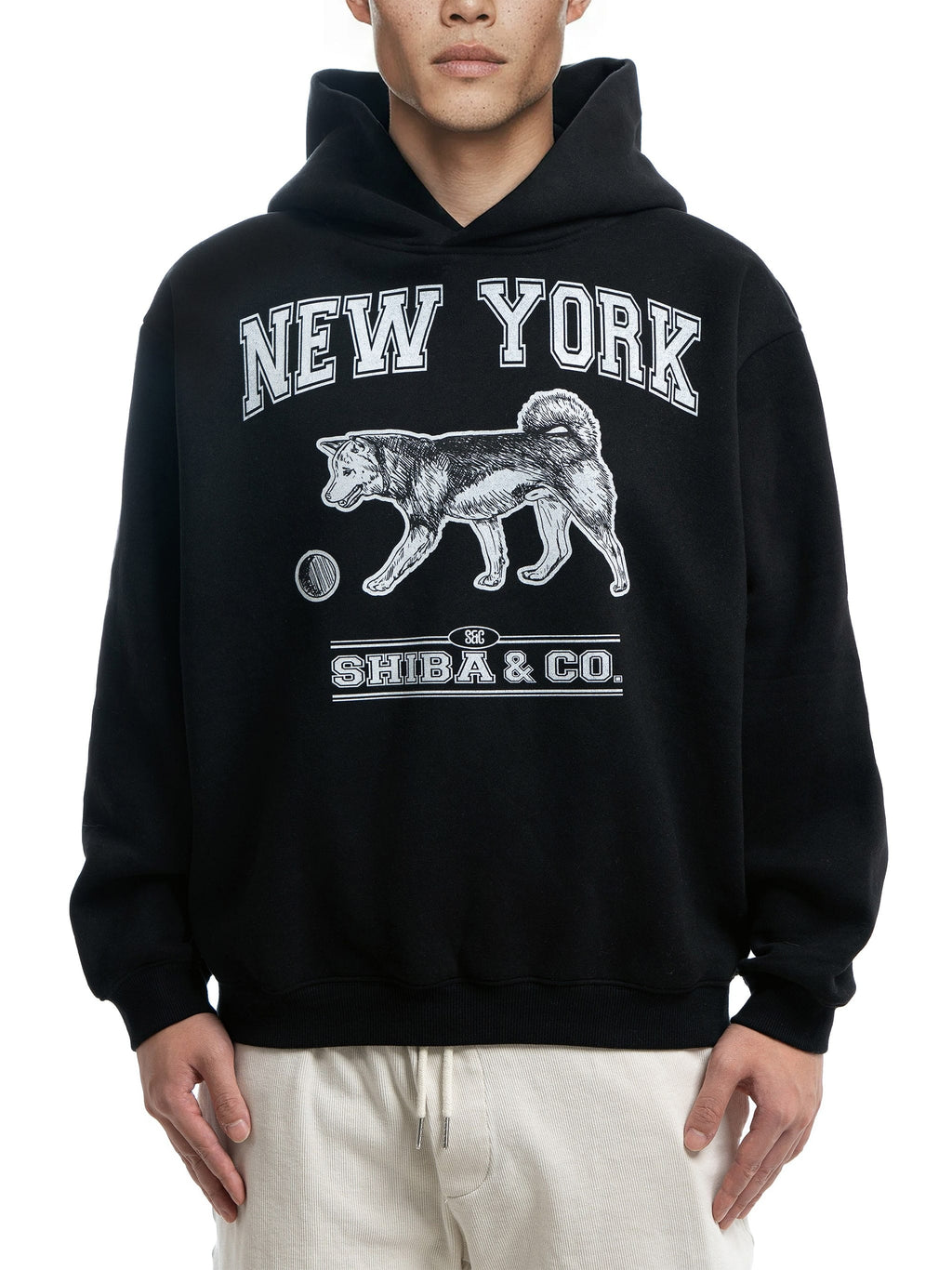 Classic New York Shiba Inu Fleeced Boxy Hoodie