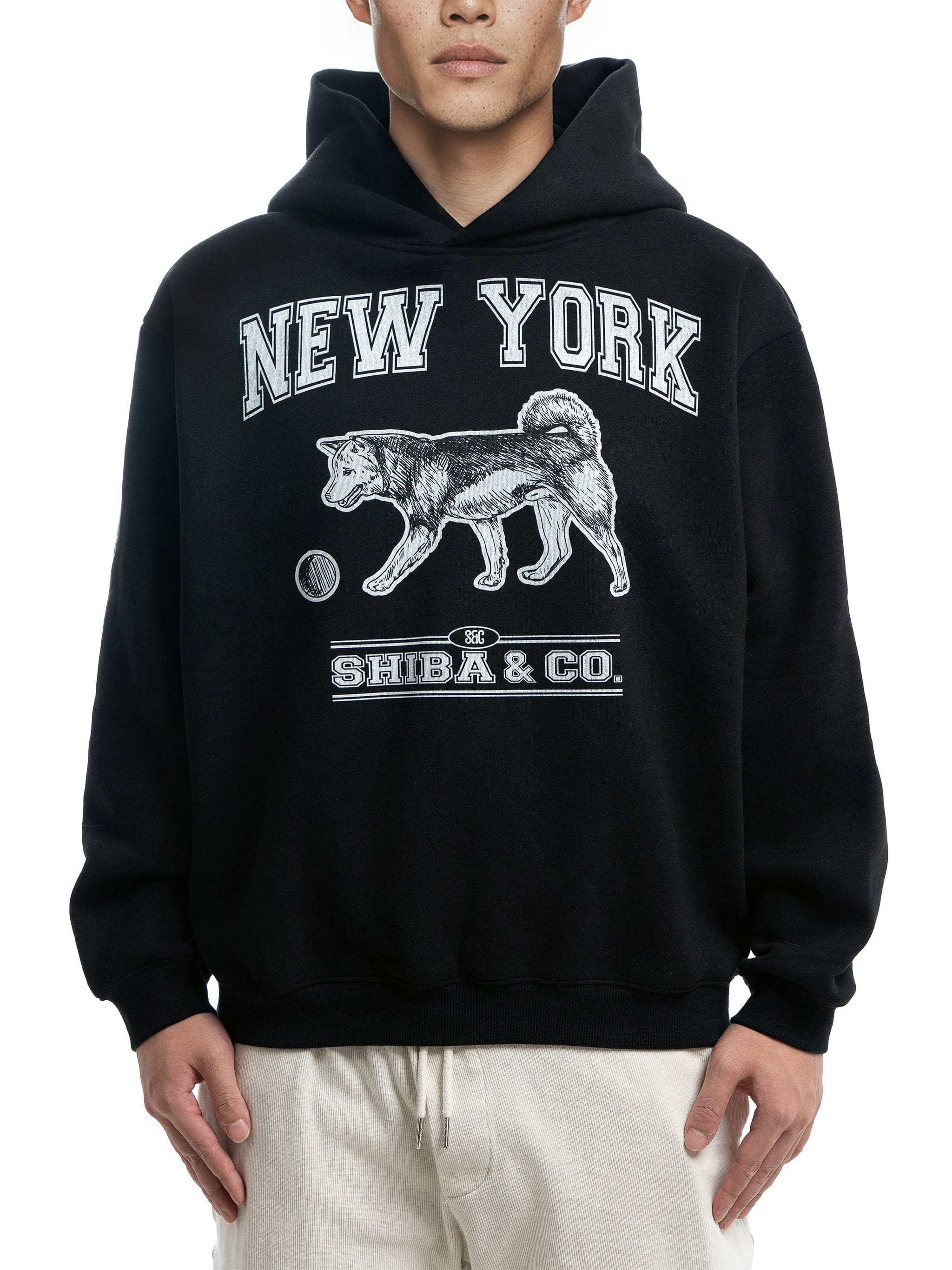 Classic New York Shiba Inu Fleeced Boxy Hoodie