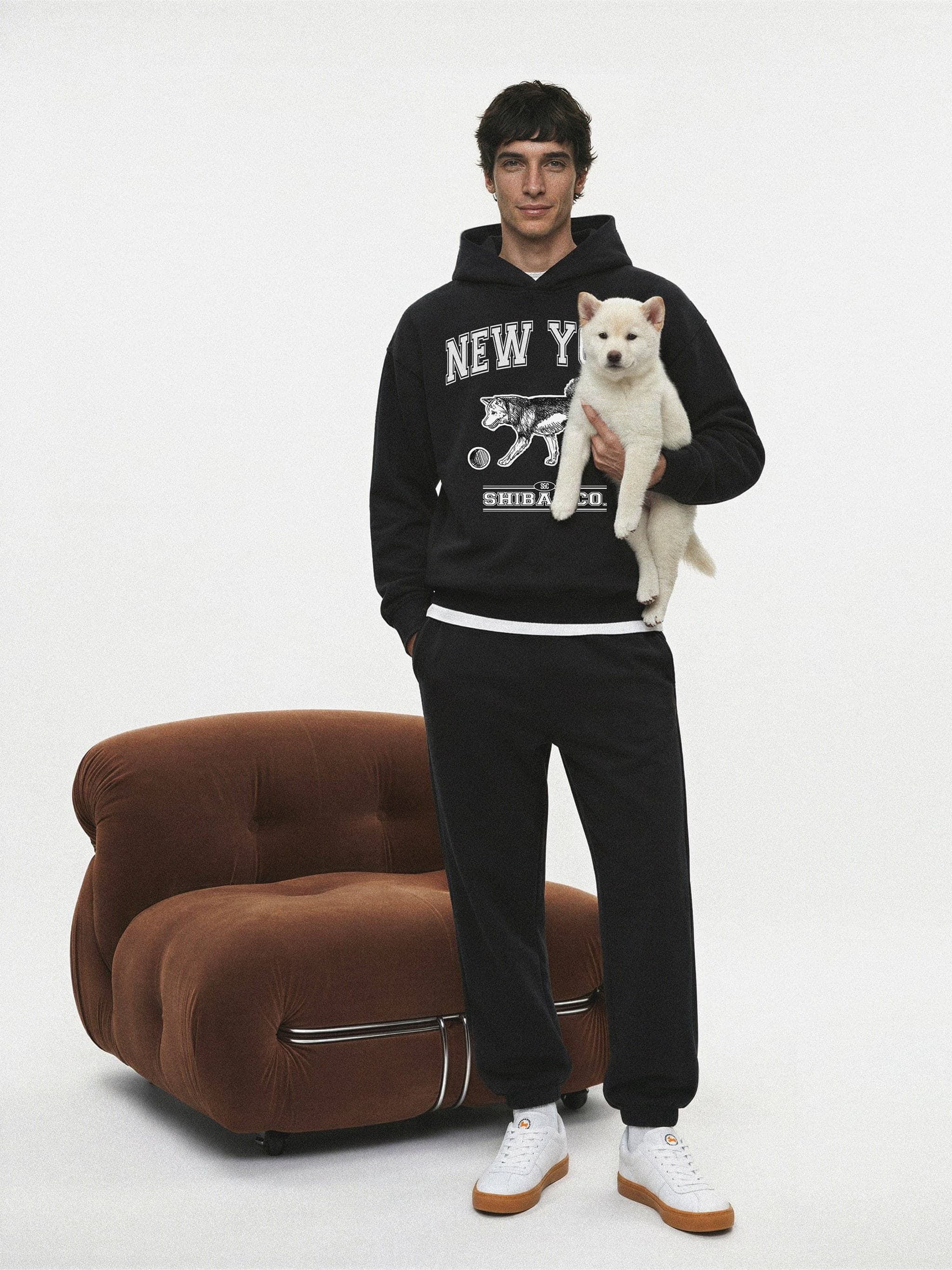 Classic New York Shiba Inu Fleeced Boxy Hoodie