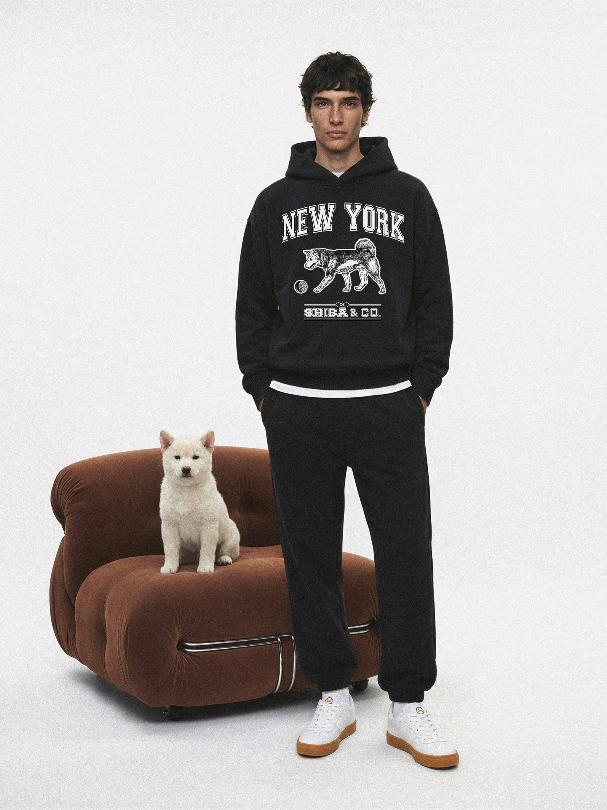 Classic New York Shiba Inu Fleeced Boxy Hoodie