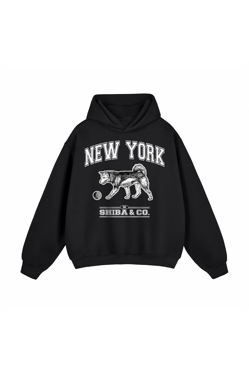 Classic New York Shiba Inu Fleeced Boxy Hoodie